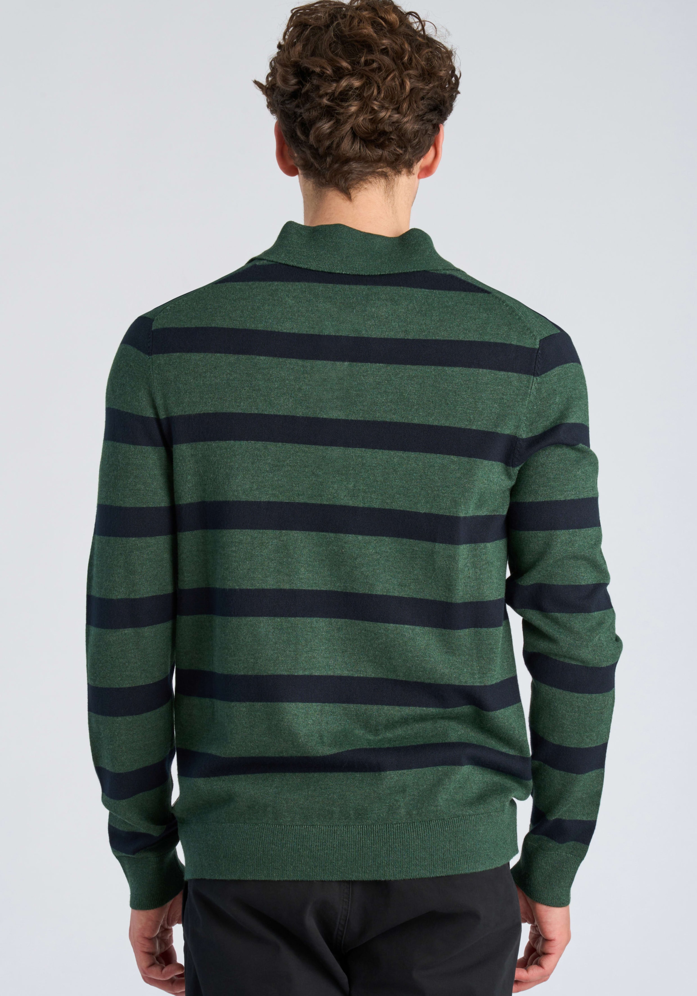 LINDBERGH Pull à col polo à rayures / viscose
