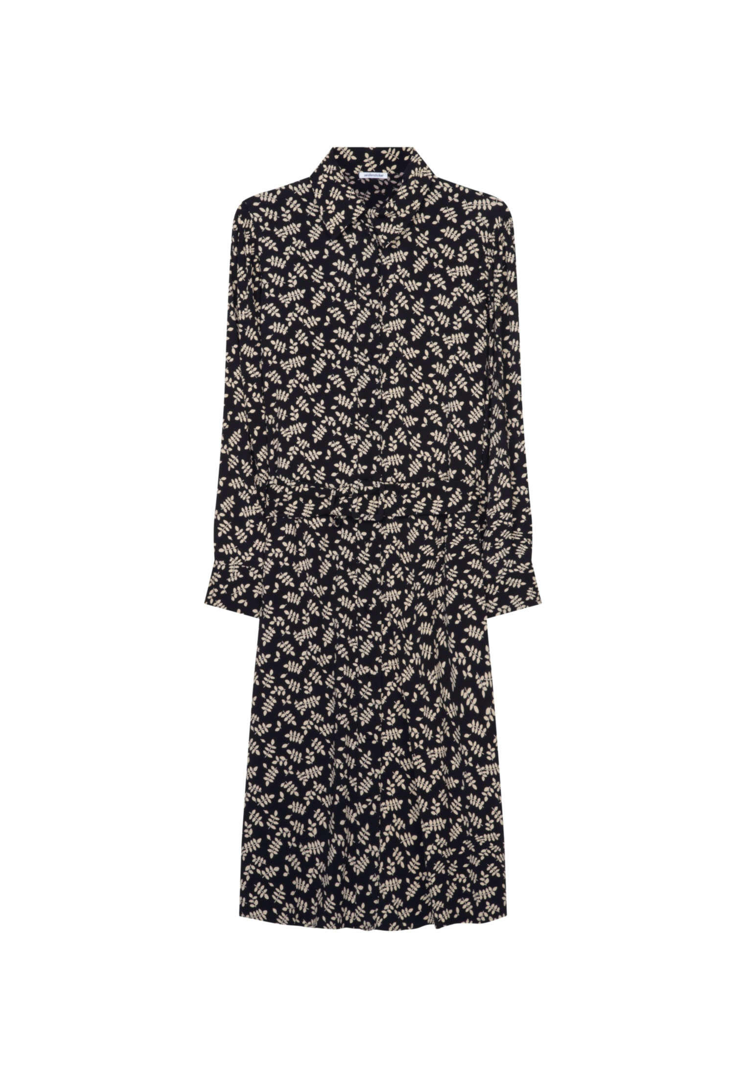 seidensticker Sommerkleid »Schwarze Rose«, Langarm Kragen Druck