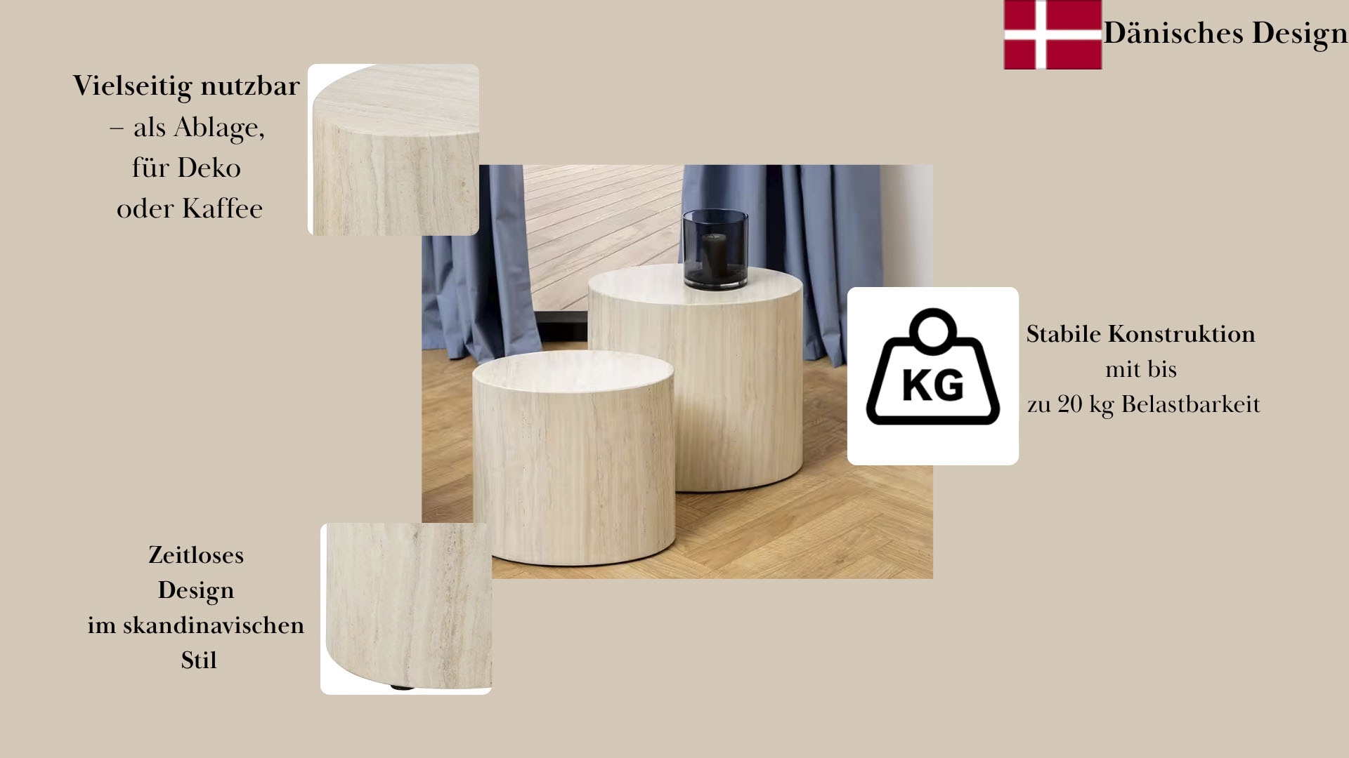 ACTONA GROUP Couchtisch »Mice 2er Set - oval, skandinavisch & modern, pflegeleicht, Komplettset« Couchtisch, Beistelltisch,  moderne ovale Form (Set, 2 st). in verschiedenen Farben, pflegeleicht
