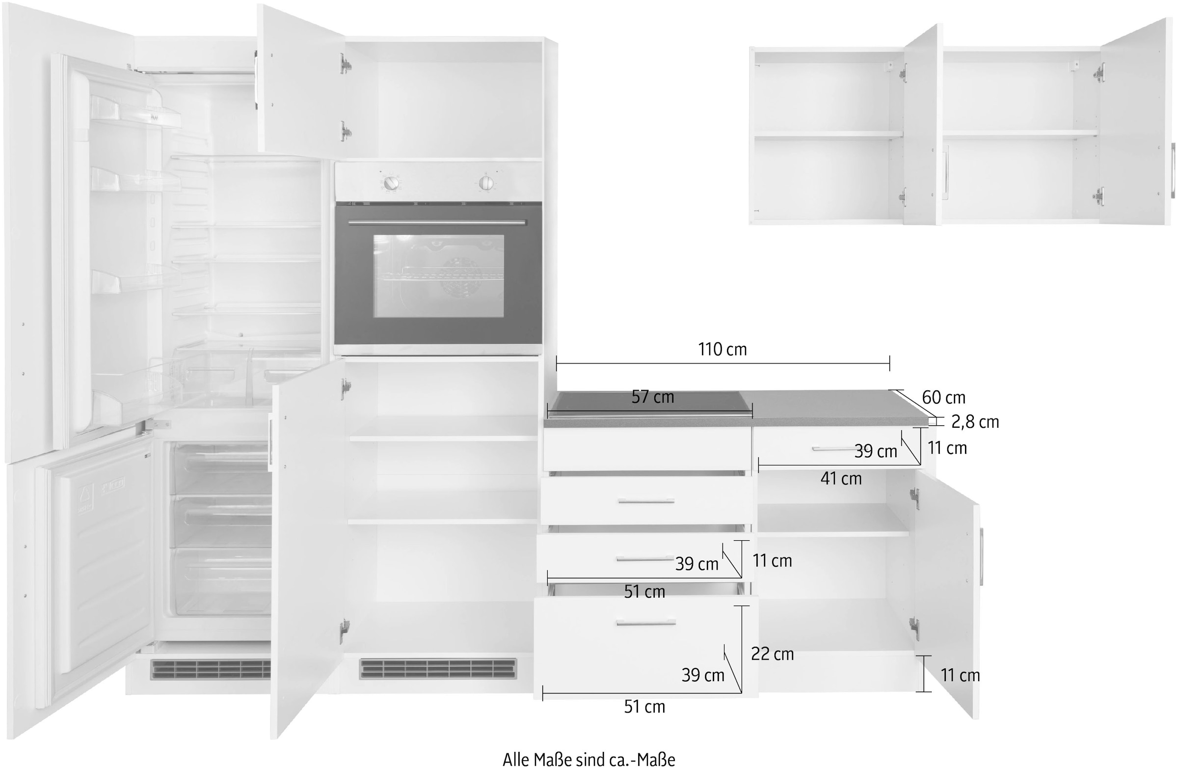 KOCHSTATION Kitchenette »KS-Paris â€“ Küchen mit einzigartigen Fotomotiven auf den Fronten« largeur réglable 290/220 cm, au choix avec appareils électriques et induction
