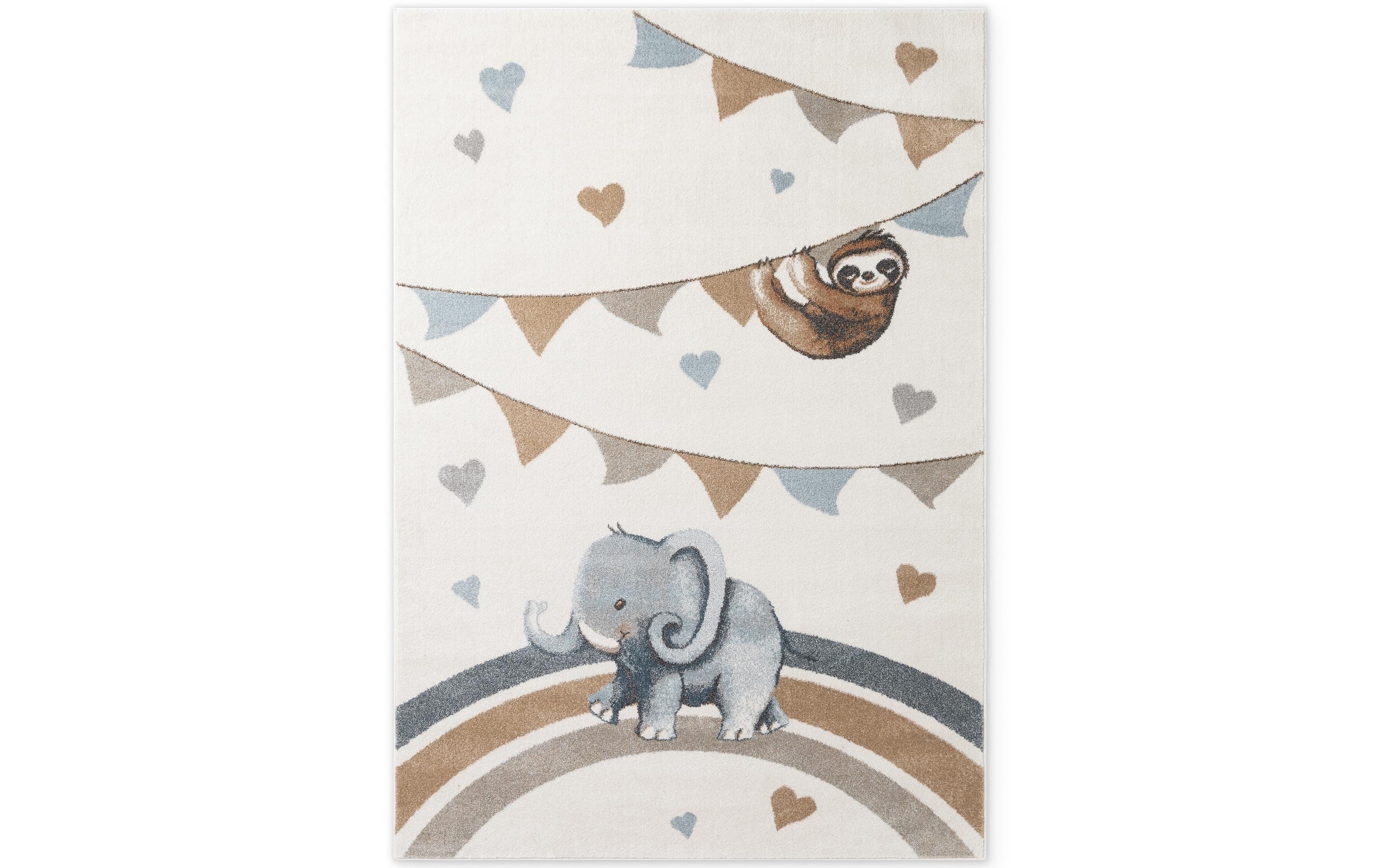 Villeroy & Boch Tapis pour enfants »Walk like an Elephant Rainbow Party Teppich« Rectangulaire 9 mm Höhe Spielteppich weich, Kinderzimmer, Boho Kids Spielunterlage, Tieremotiv
