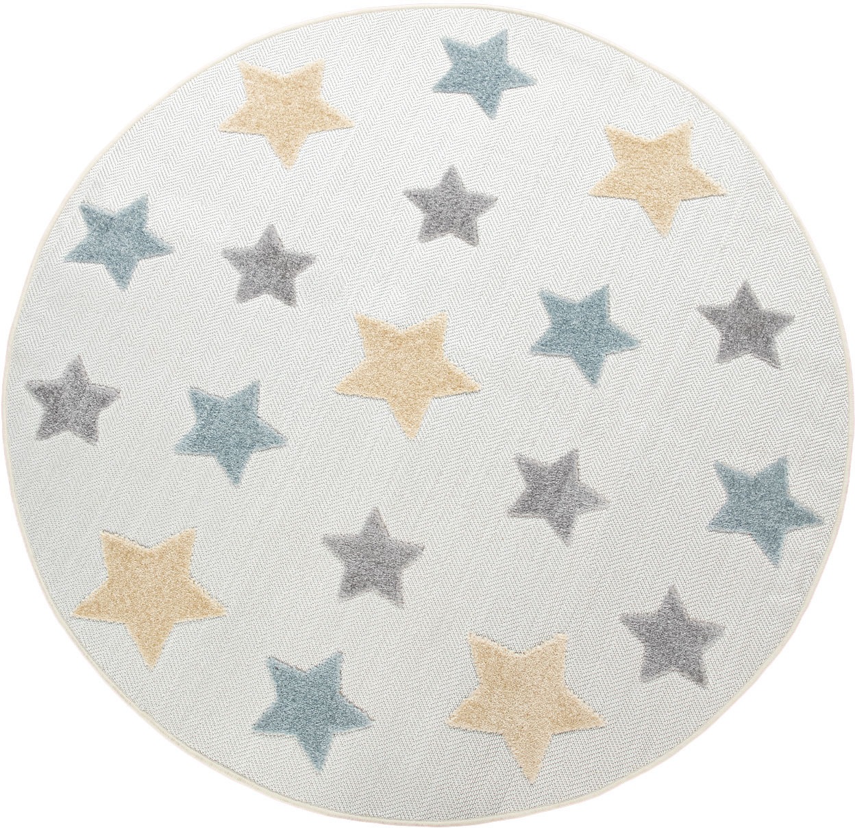 Image of Paco Home Kinderteppich »Tweet 463«, rund, 8 mm Höhe, Flachgewebe, Hoch-Tief-Effekt, Motiv Sterne, In- und Outdoor geeignet, Kinderzimmer bei Ackermann Versand Schweiz