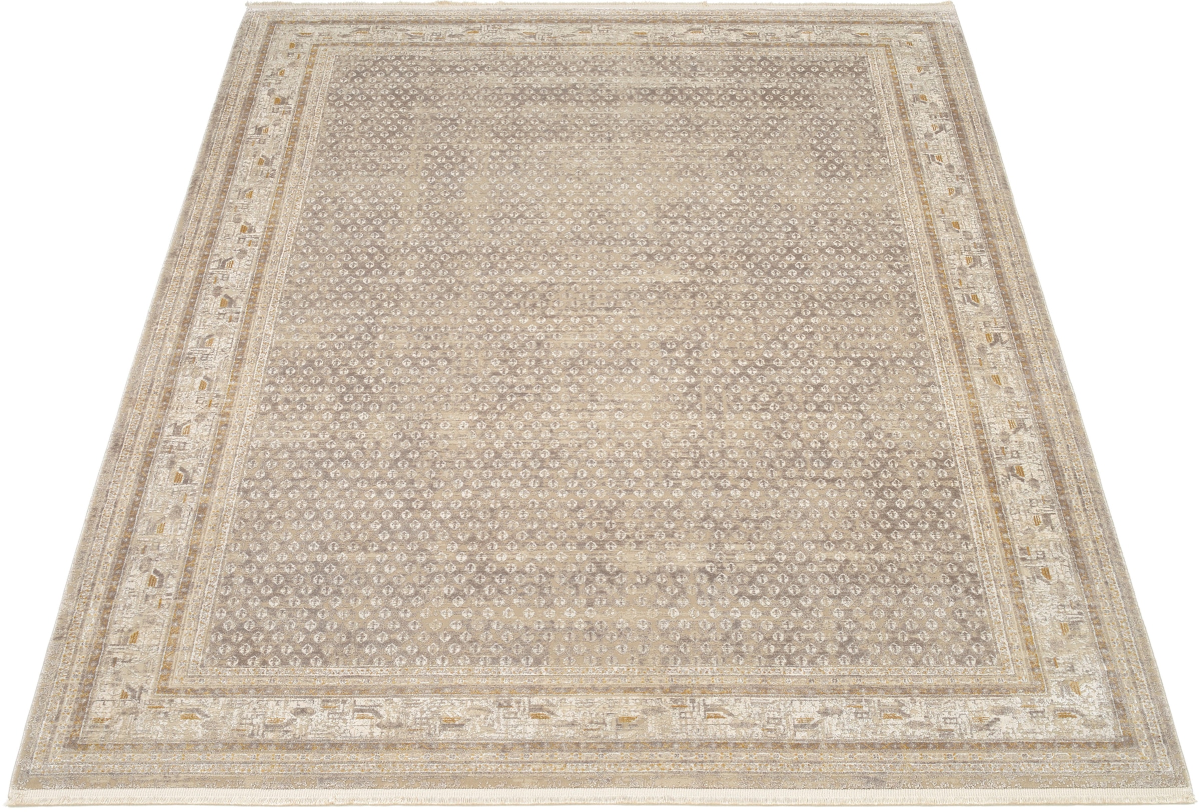 Image of OCI DIE TEPPICHMARKE Teppich "BESTSELLER MIRI" rechteckig 8 mm Höhe Glanz Viskose, mit Fransen, Hoch Tief Struktur, Vintage, Wohnzimmer