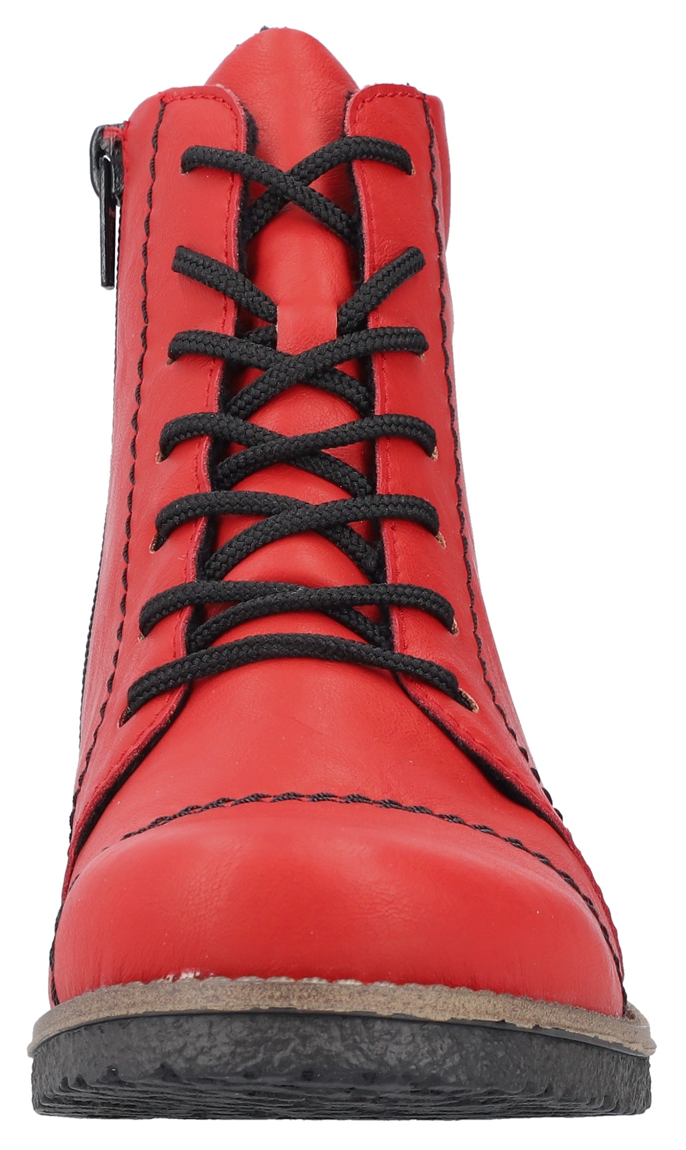 Rieker Schnürstiefelette, Schnürboots, Reissverschluss-Stiefelette, Blockabsatz, Rosenmuster