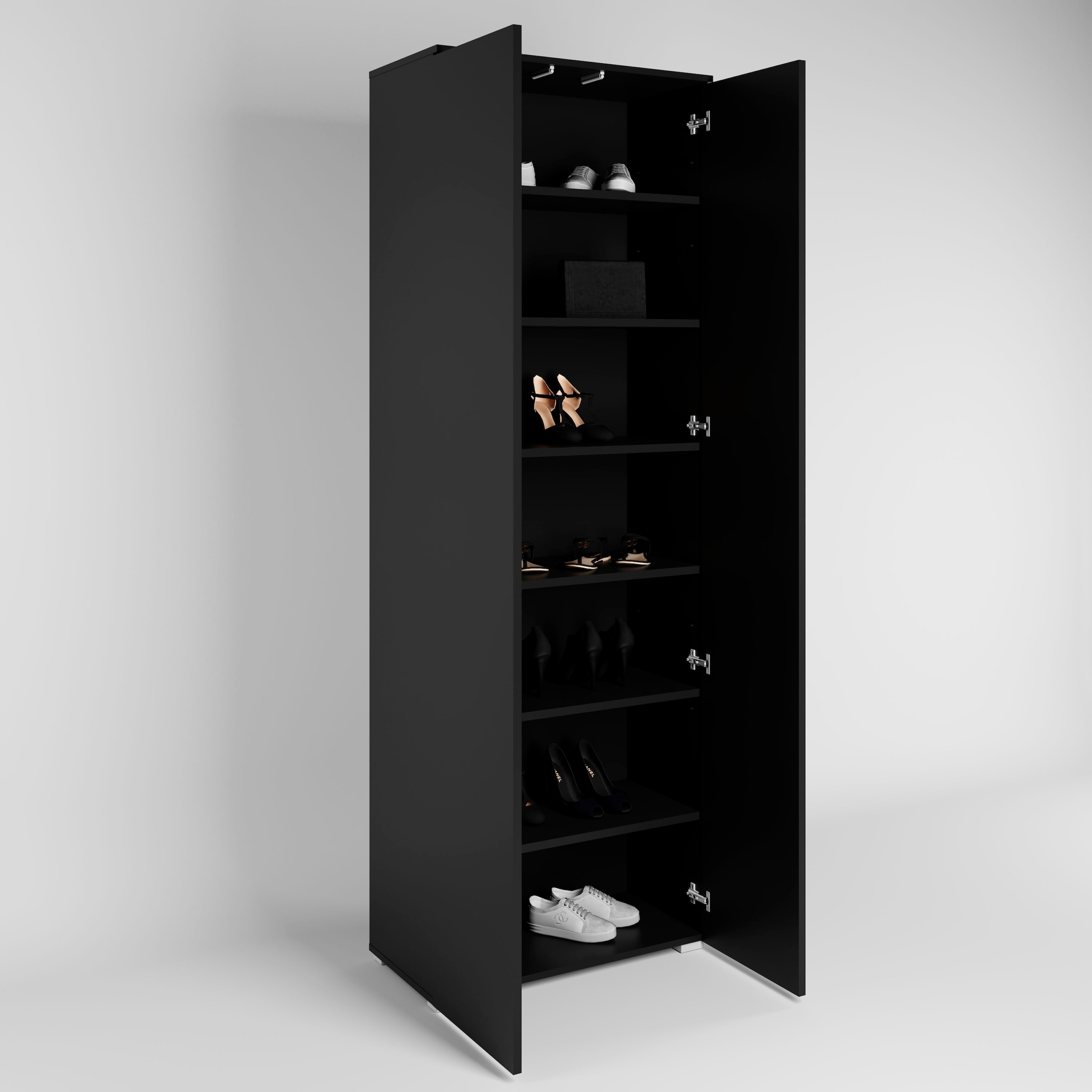 GOODproduct Armoire à chaussures »Paris« armoire à chaussures spacieuse sans poignées à 2 portes, hauteur 200 cm