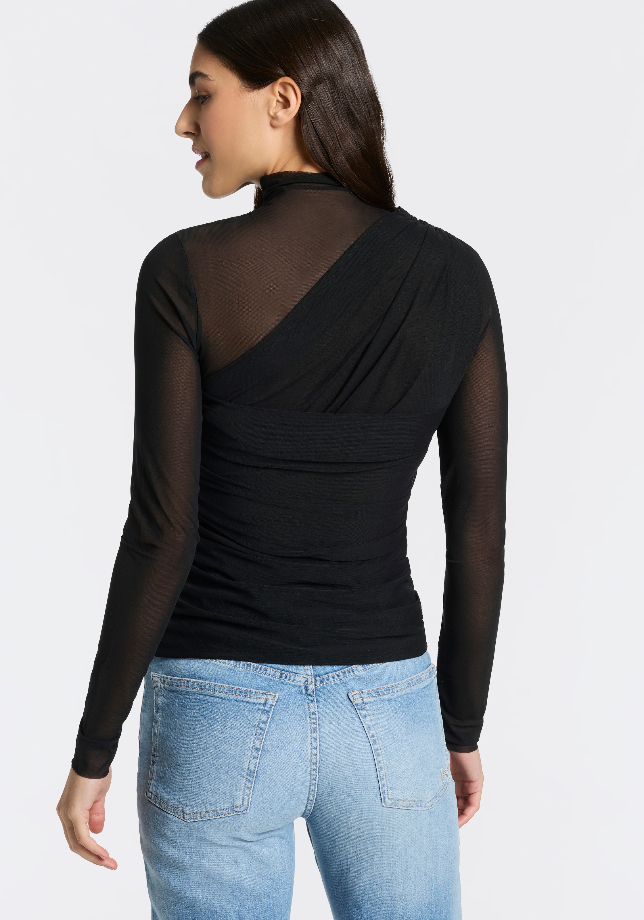 BOSS ORANGE Langarmshirt »Etulah Premium Damenmode« aus Mesh, Slim Fit