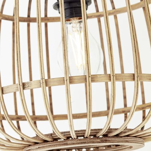 Brilliant Bogenlampe »Nikka«, 1 flammig, Leuchtmittel E27 | ohne Leuchtmittel, mit Rattan-Schirm, 171 cm Höhe, E27, Metall/Rattan, schwarz/natur