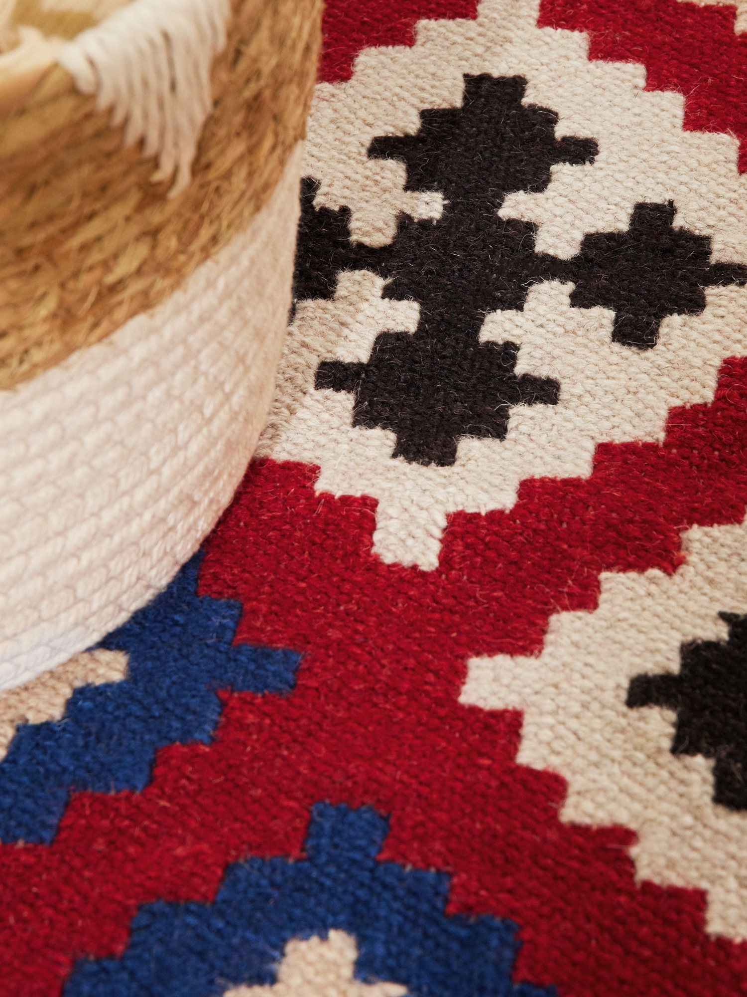 HANSE Home Teppich »Kelim Rami« rechteckig 3 mm Höhe Wolle, Baumwolle, Natur, Handgewebt, orientalisch, Boho, traditionell