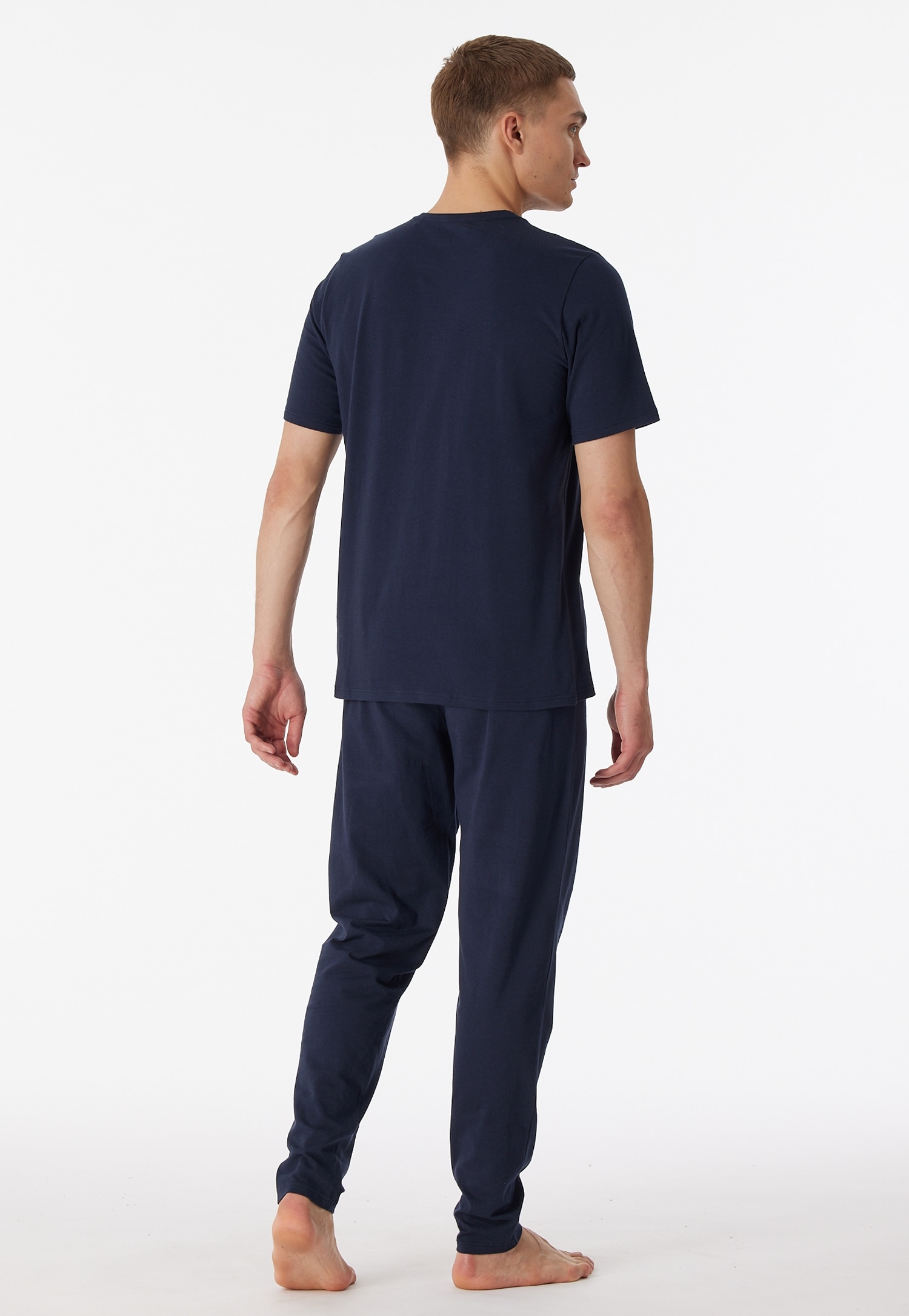 Schiesser Schlafanzug »"95/5"«, (2 tlg.), unifarbenes T-Shirt mit Rundhalsausschnitt