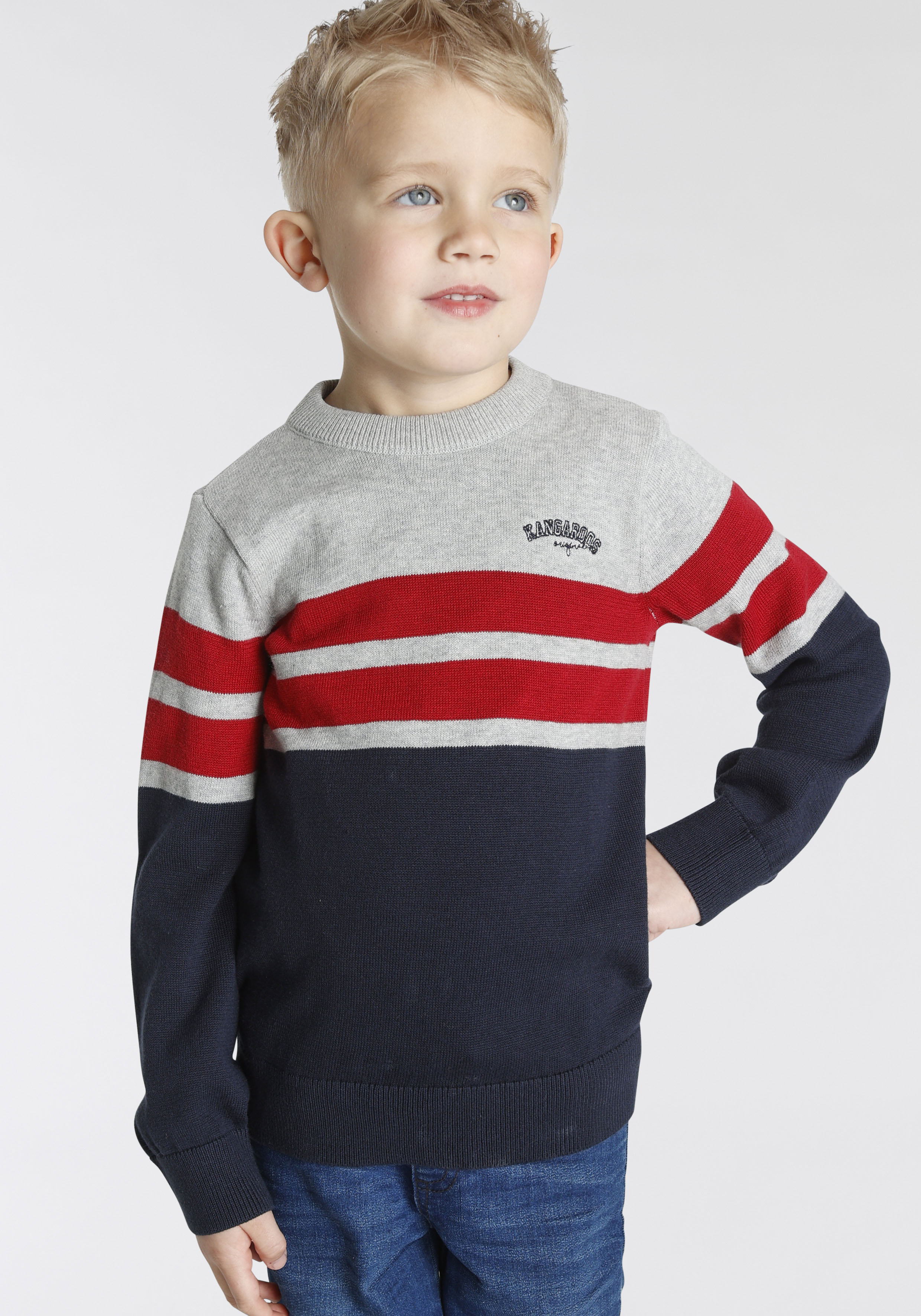 Strickpullover »für kleine Jungen«, mit Logostickerei