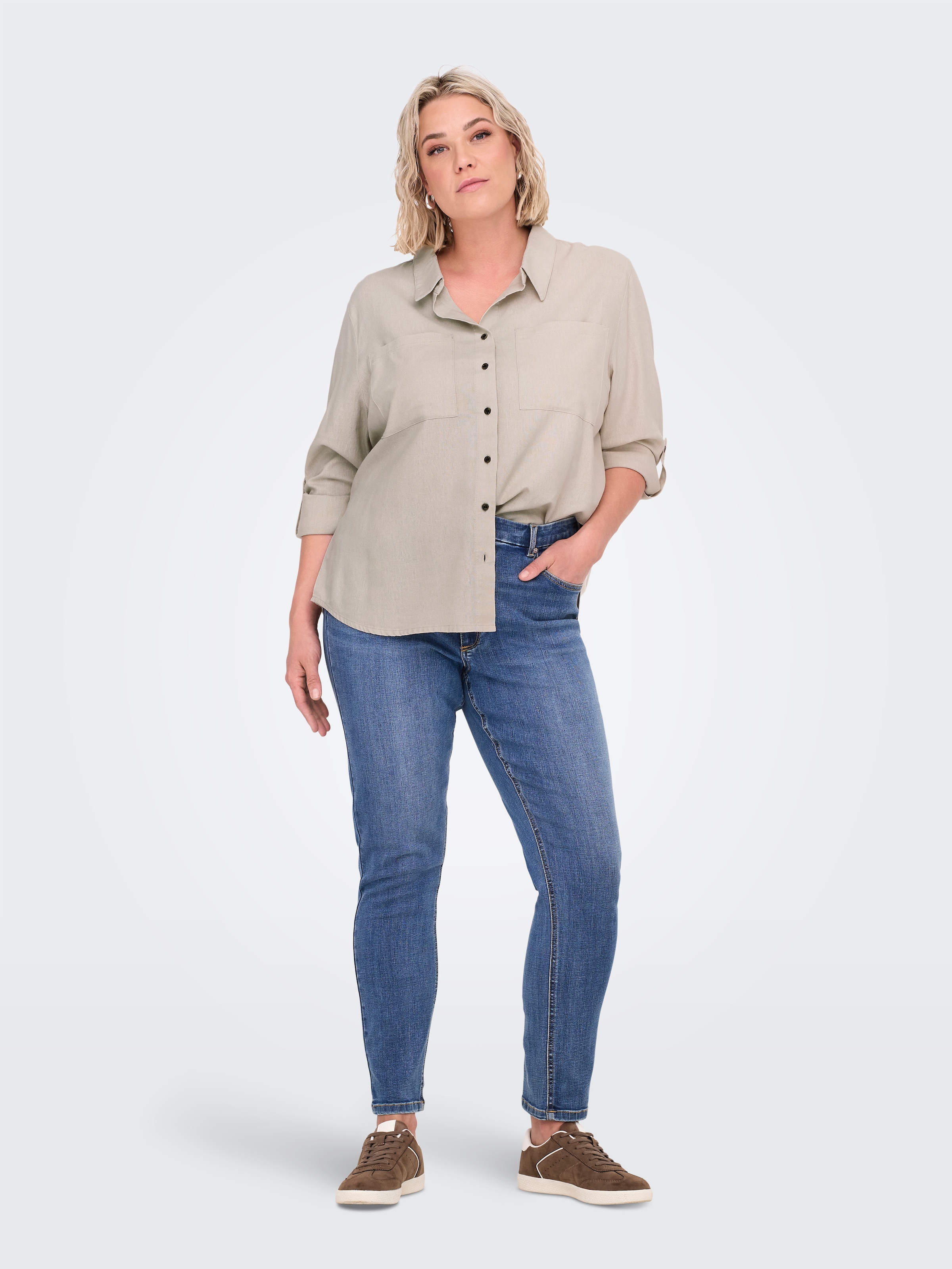 ONLY CARMAKOMA Langarmbluse »CARYASMIN-CARO L/S LINEN SHIRT PNT«
