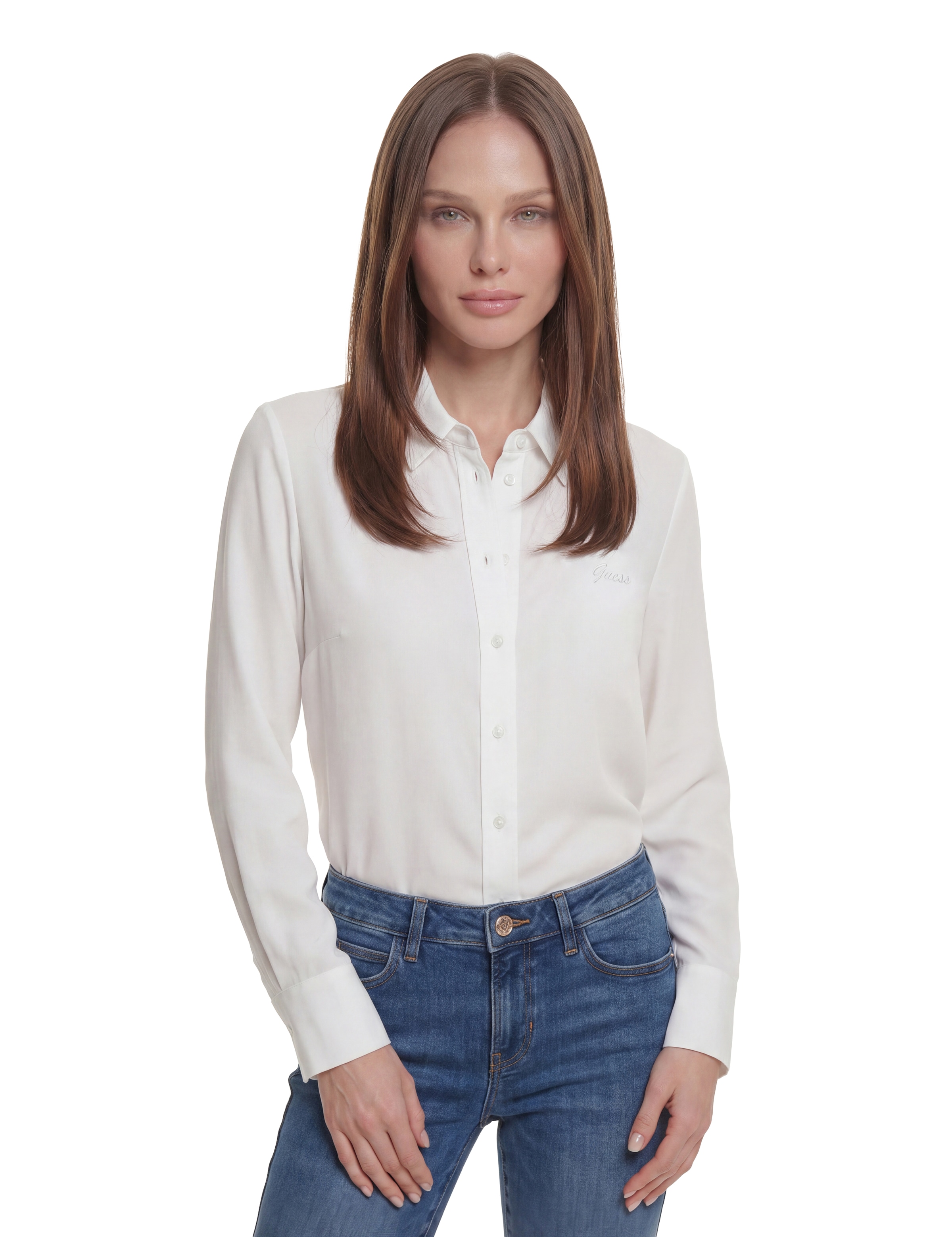 Guess Hemdbluse »NEW CATE SHIRT« mit Logostickerei, Slim Fit