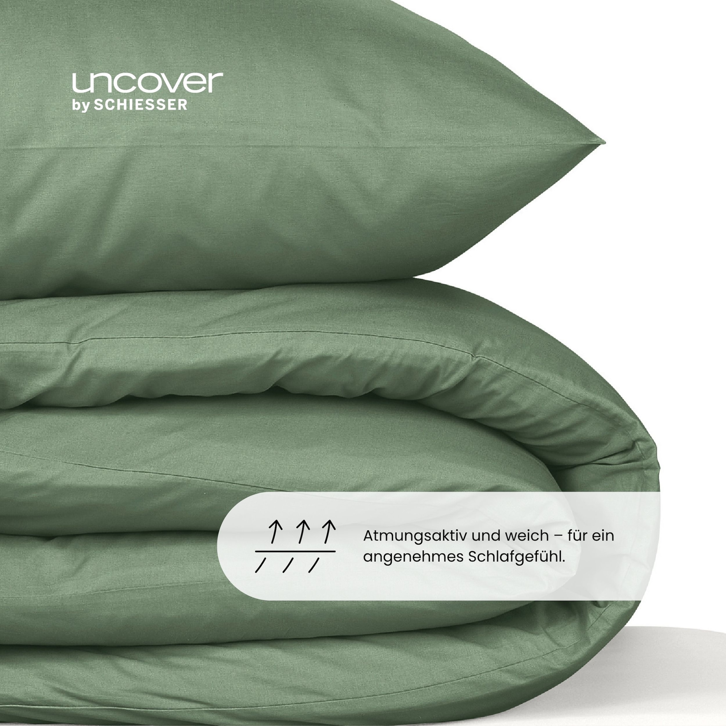 uncover by SCHIESSER Linge de lit »Soho aus weicher Baumwolle in gedeckten Uni-Farben« 2 cuis Made in Green