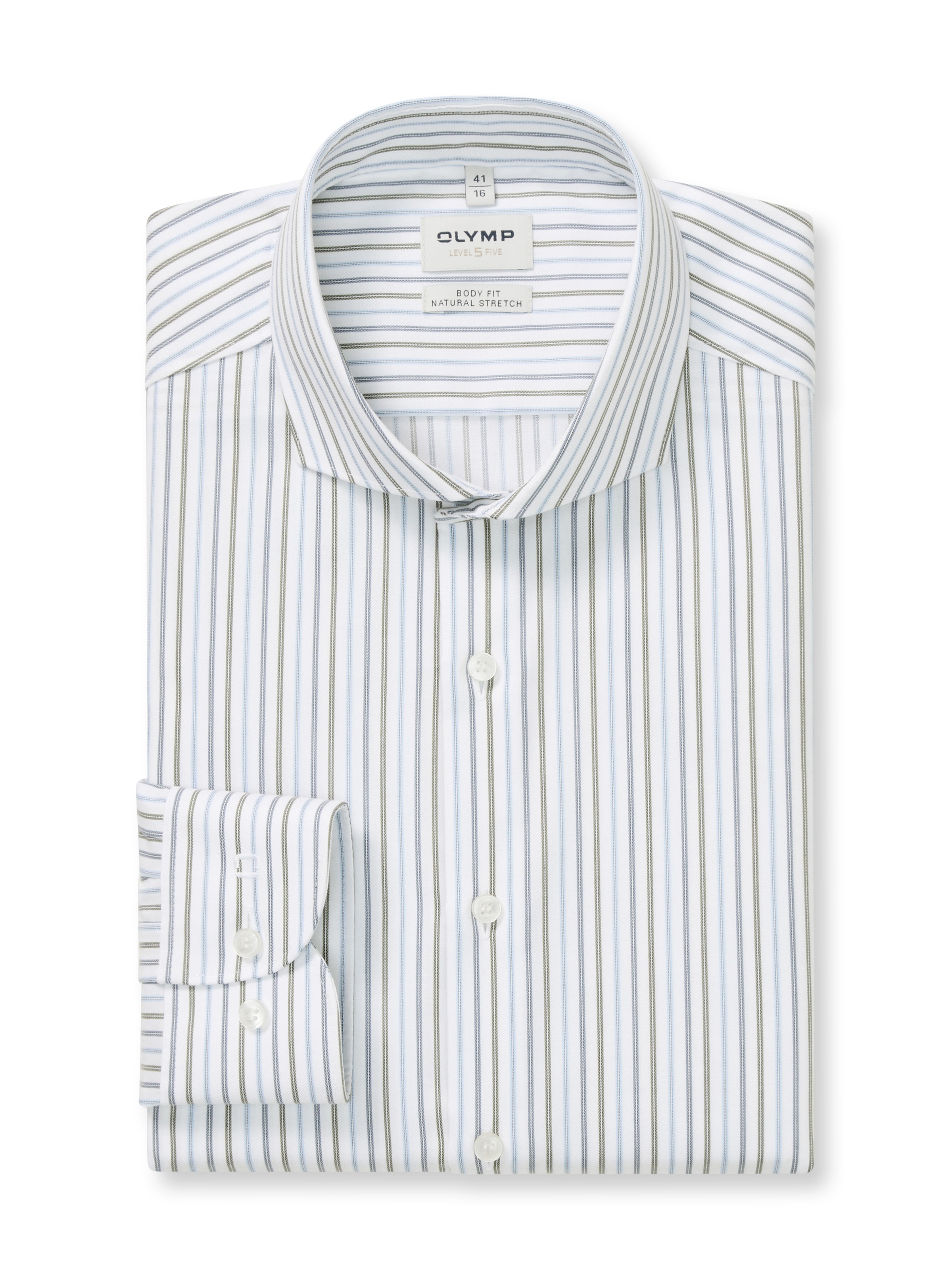 OLYMP Langarmhemd »Level Five« Businesshemd, body fit, Haifischkragen, gestreift