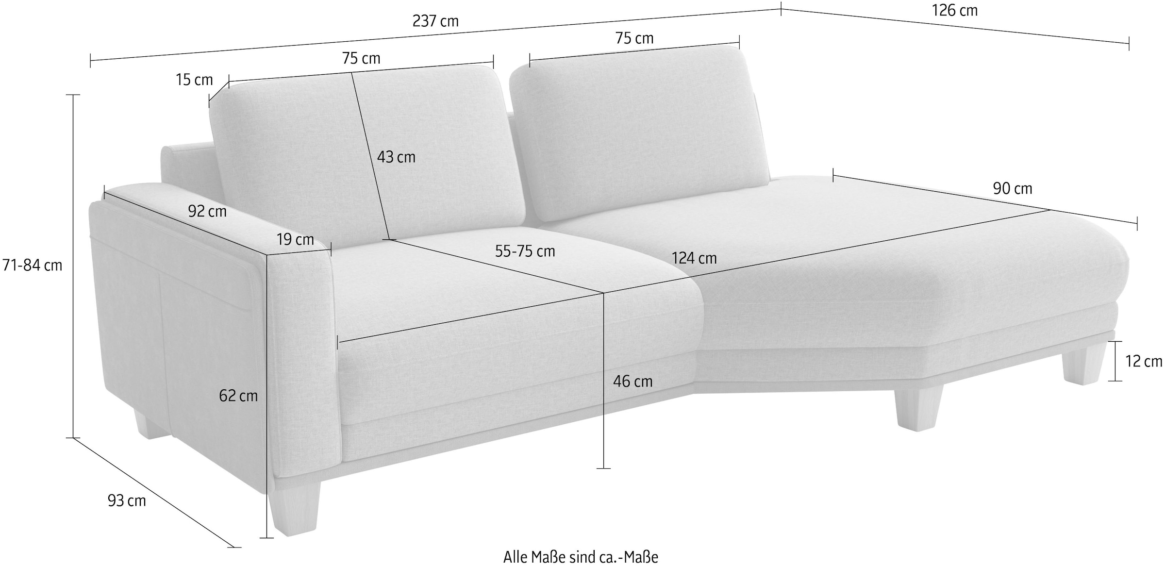 sit&more Ecksofa »Concept« Modernes Sofa in drei Fussfarben zur Auswahl