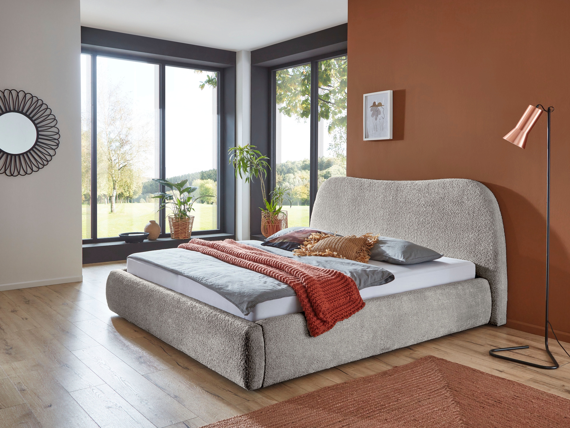 ATLANTIC home collection Polsterbett »Sophie« mit oder ohne Stauraum, hochwertiger Bouclé-Bezug
