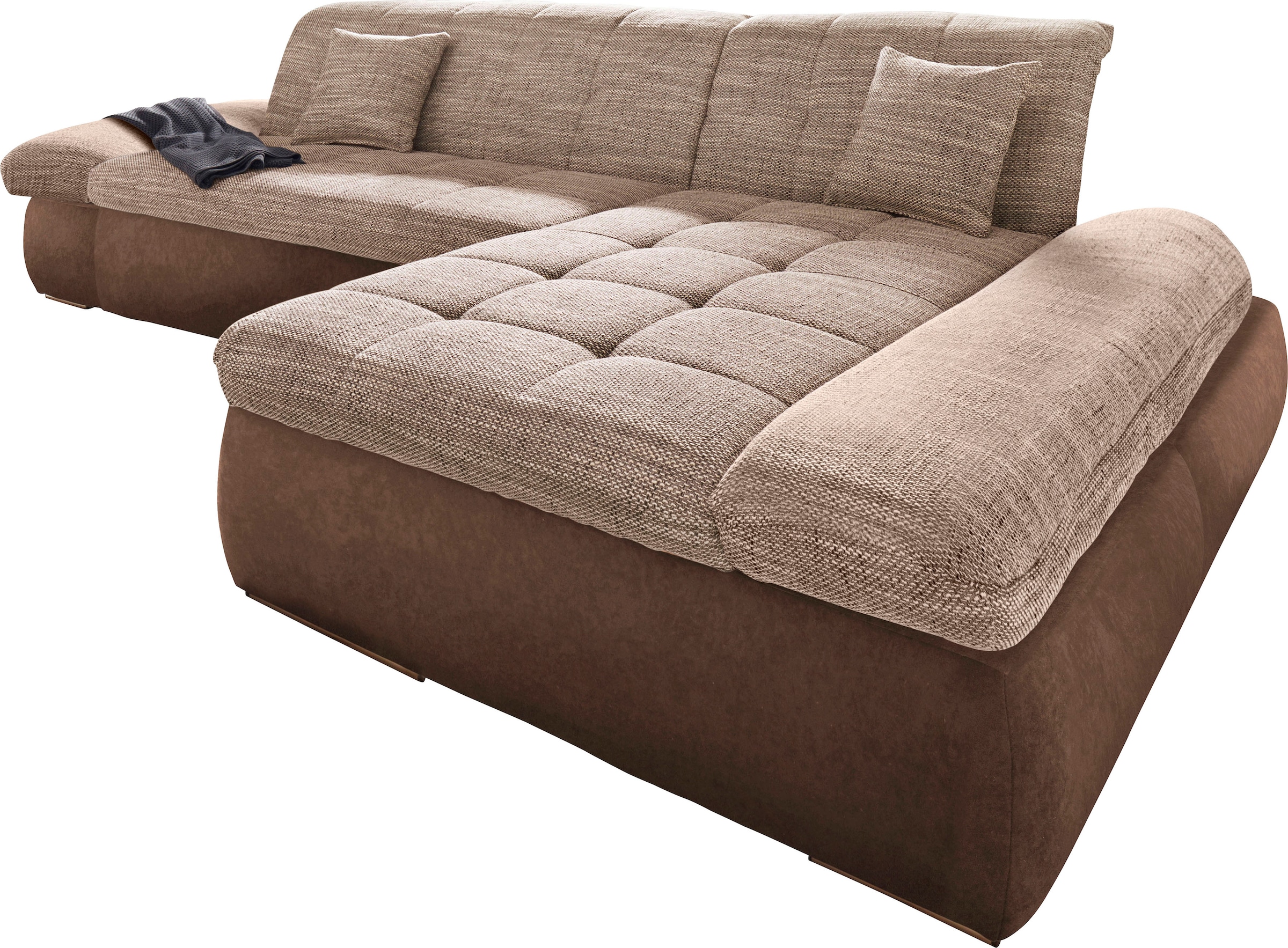 DOMO collection Ecksofa »PB Moric wahlweise mit Bettfunktion + Armteilverstellung, L-Form«, im XXL-Format, B/T/H:300/172/80 cm, feine Steppung