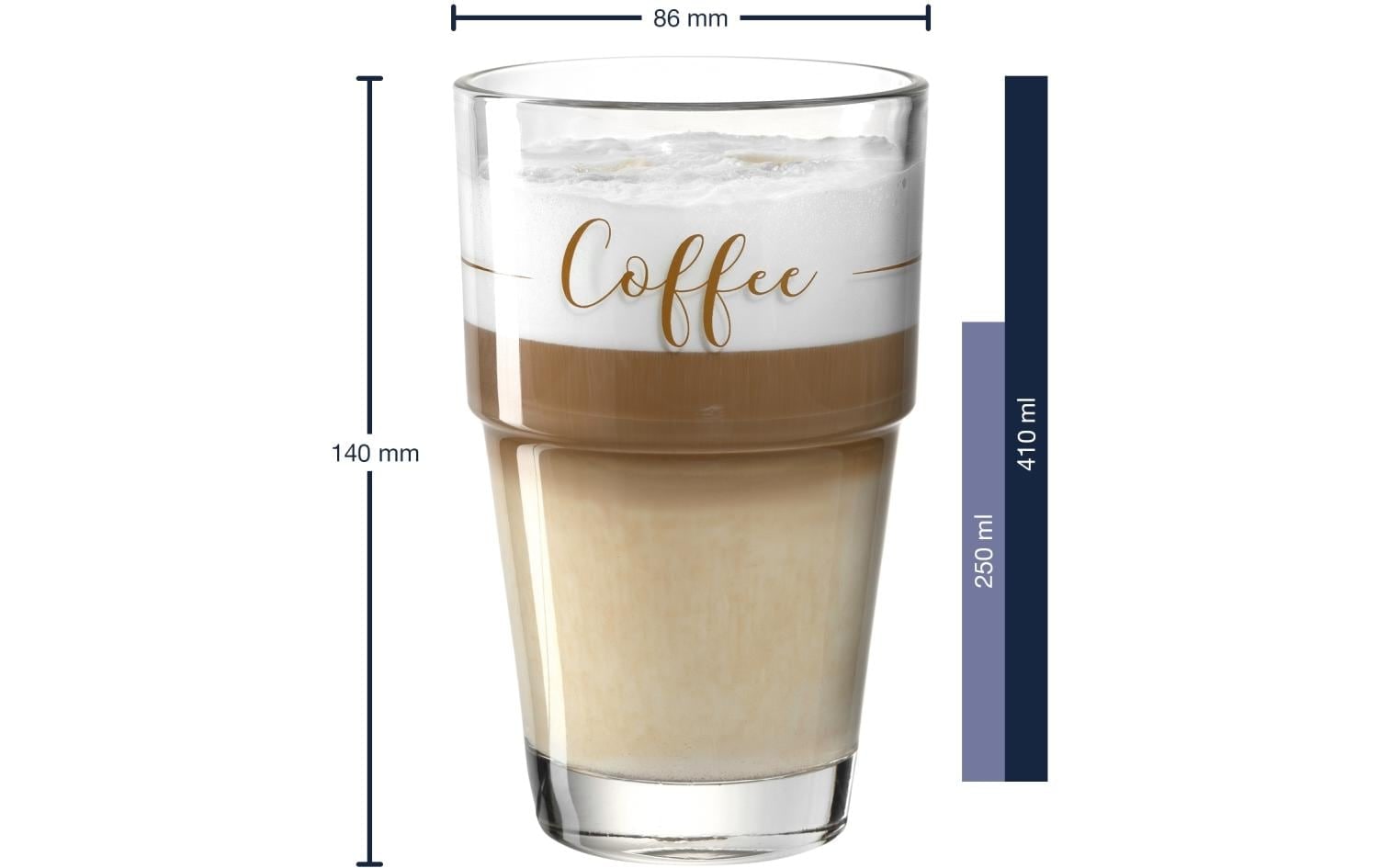 LEONARDO Latte-Macchiato-Glas »Macchiato Becher Solo Coffee 410 ml«, (6 tlg.)