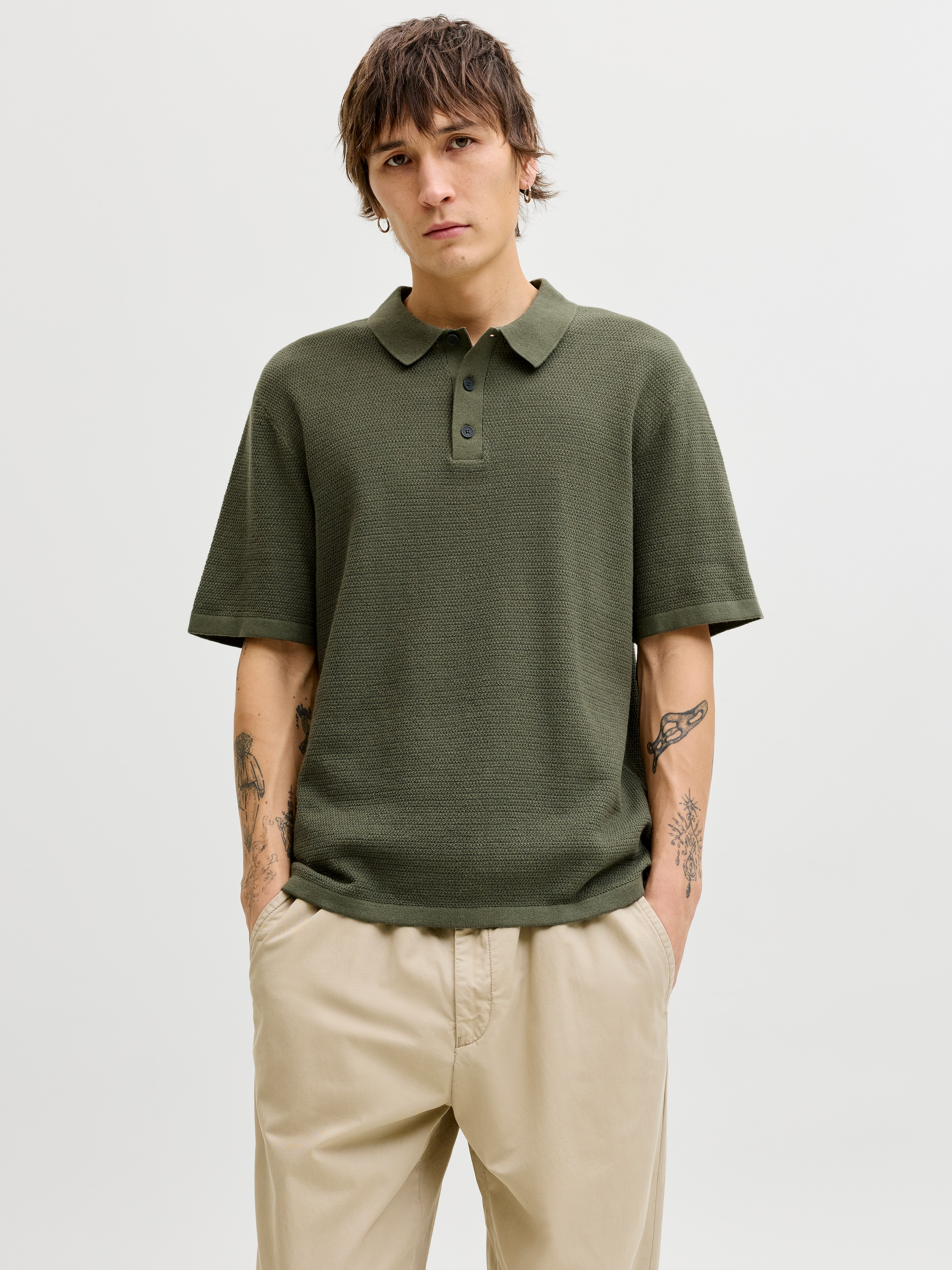 Image of Jack & Jones Kurzarmpullover "JJEGEORGE KNIT POLO SS SN" mit Polo Kragen