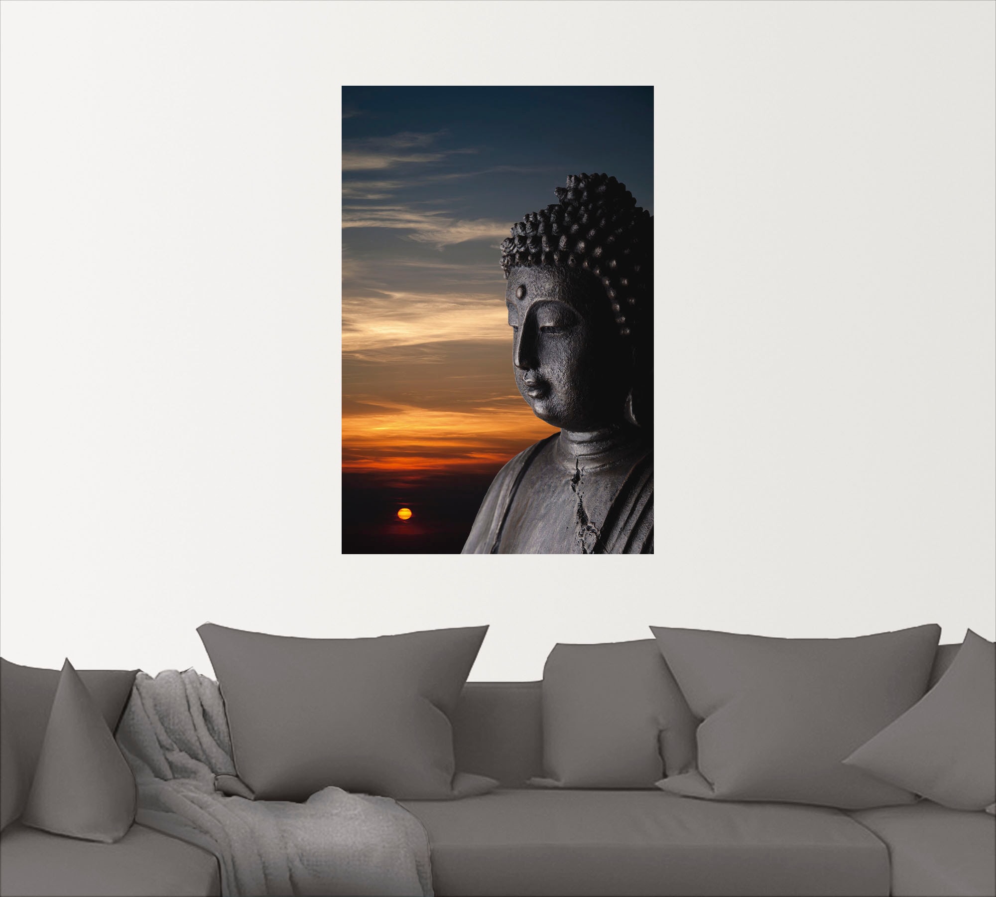 Artland Wandbild »Buddha Statue vor Sonnenuntergang«, Buddhismus, (1 St.), als Alubild, Leinwandbild, Wandaufkleber oder Poster in versch. Grössen
