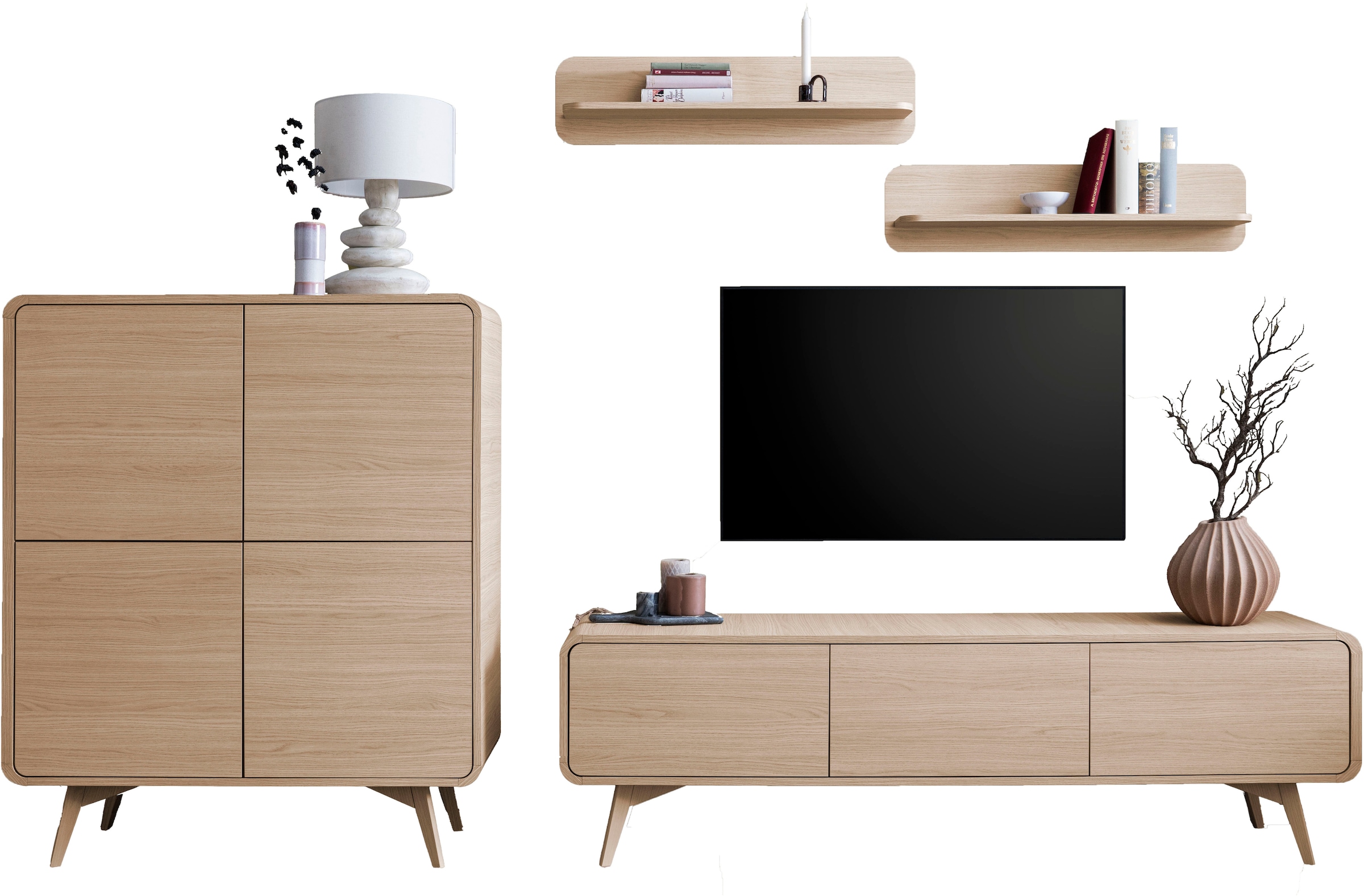 Home affaire Meuble mural »Torsby, moderne Anbauwand, Komplettset im Scandi-Stil« Set, 4 cuis tlg.