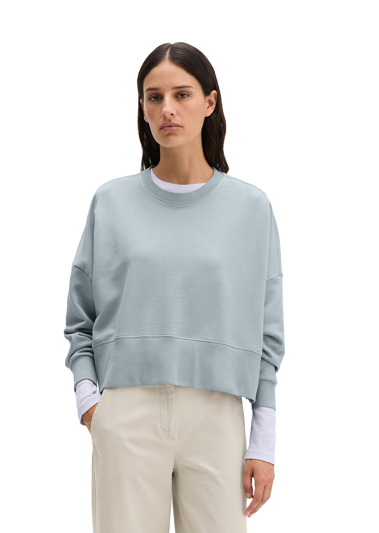 Image of Marc OPolo Sweatshirt, relaxed fit mit recycelter Baumwolle, cropped, grosser Back-Print