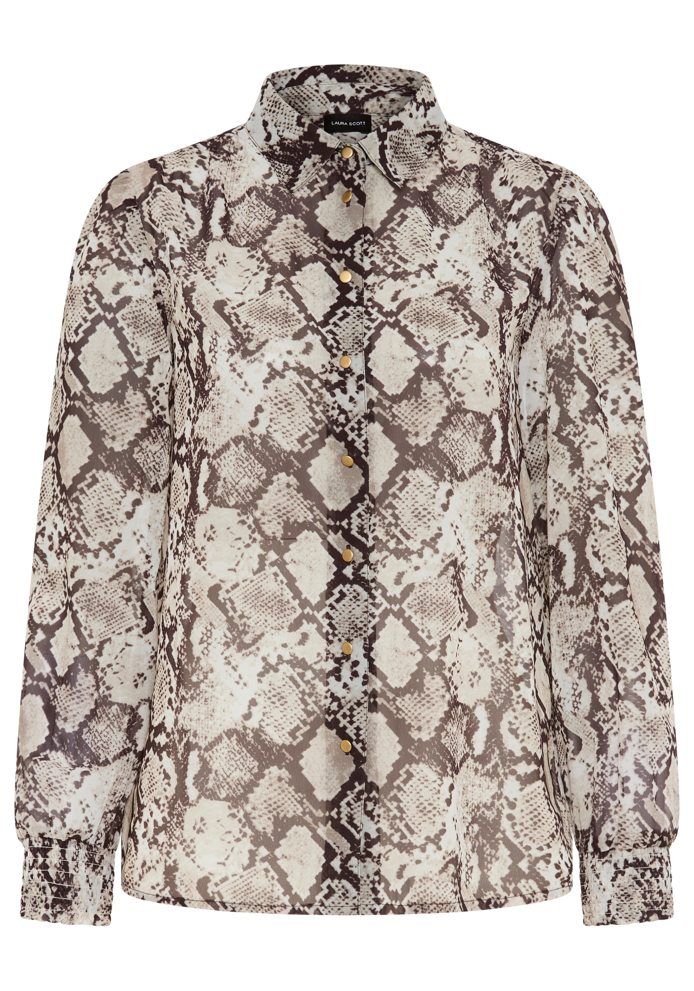 Laura Scott Blouse à manches longues en chiffon légèrement transparent, avec fin de manche froncé