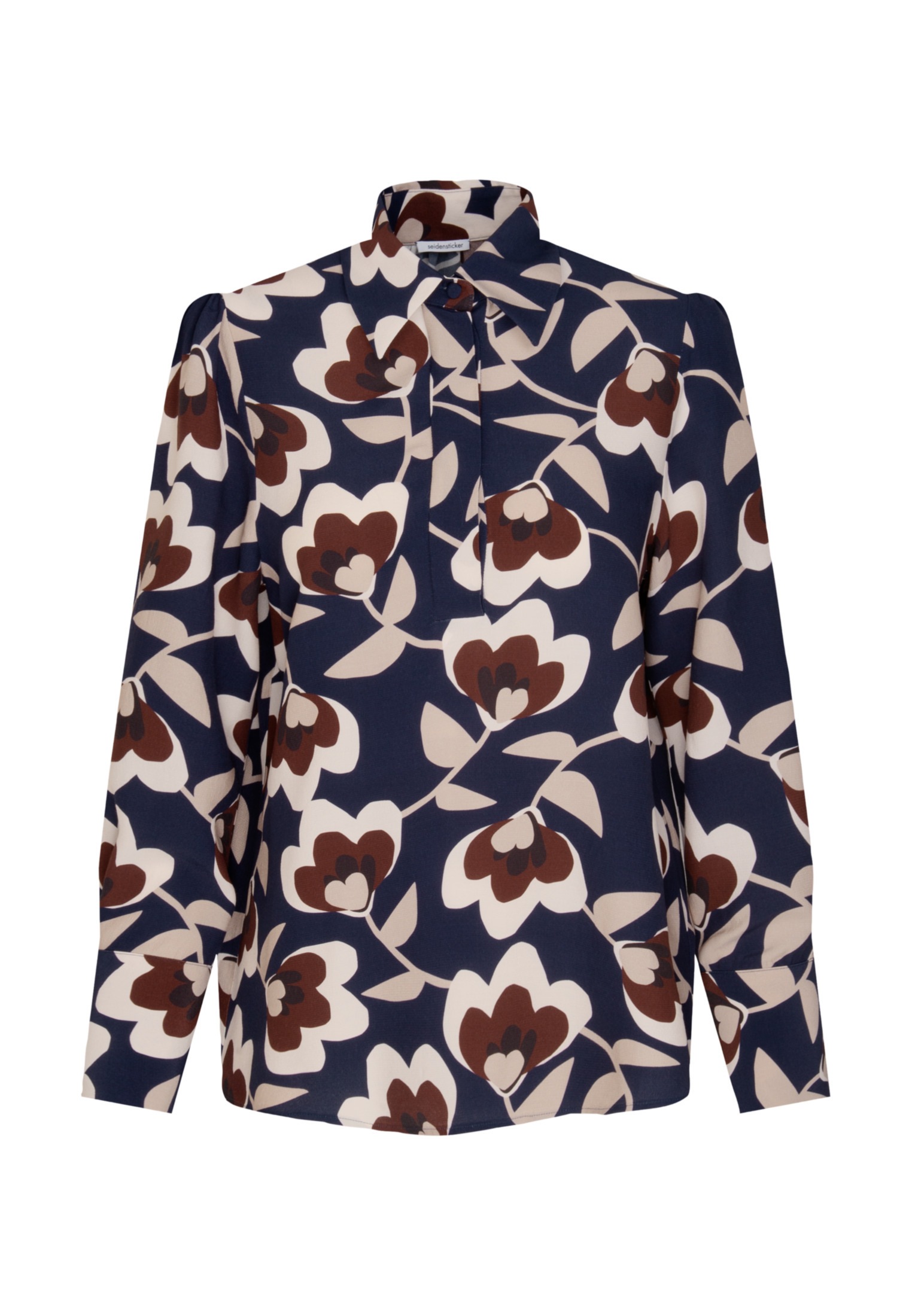 seidensticker Hemdbluse »Schwarze Rose« 1/1 Kragen Druck