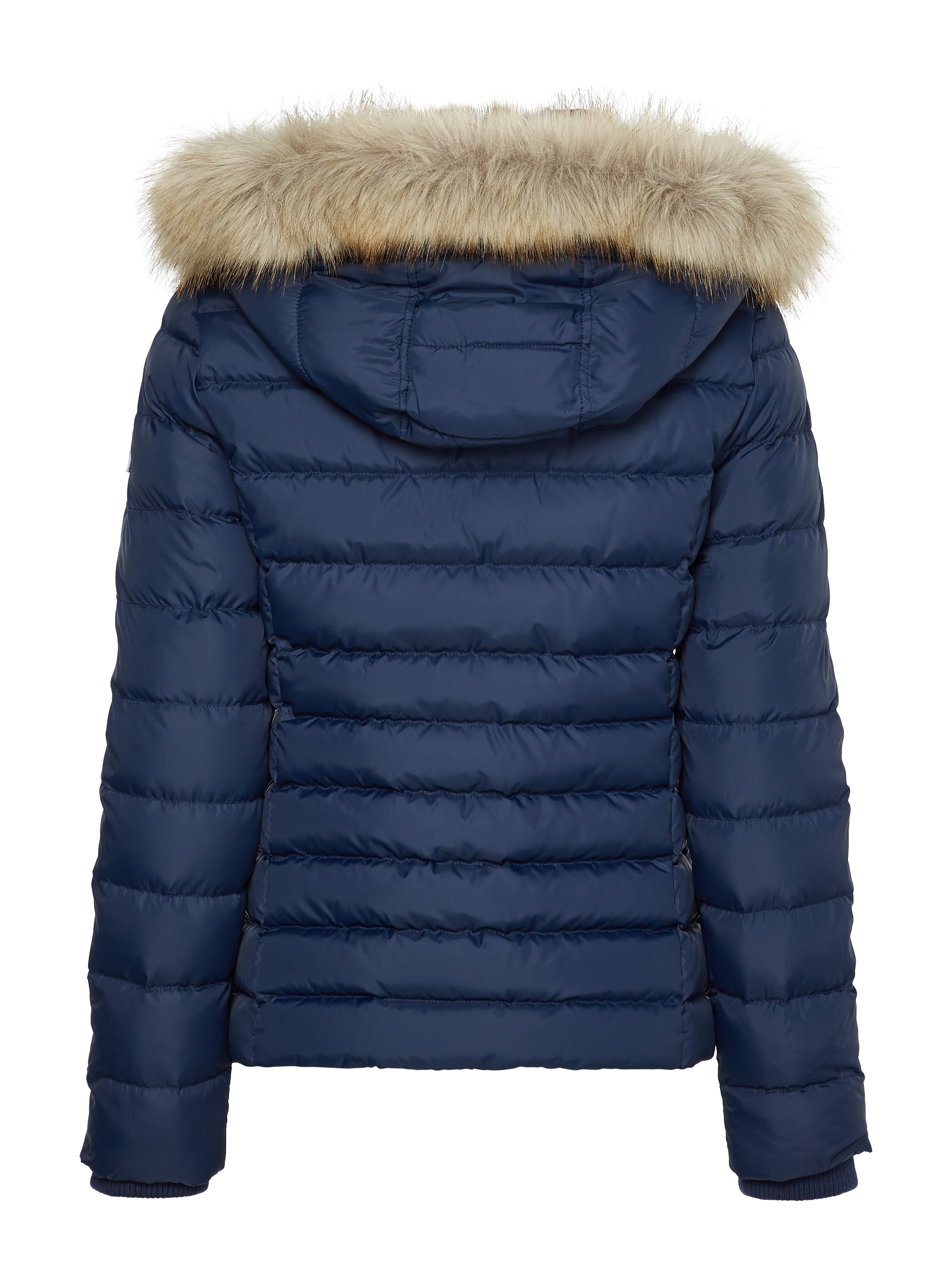 Tommy Jeans Daunenjacke »BASIC HOODED DOWN JACKET«, mit Kapuze, mit Fellimitat an der Kapuze & Tommy Jeans Logo-Flag