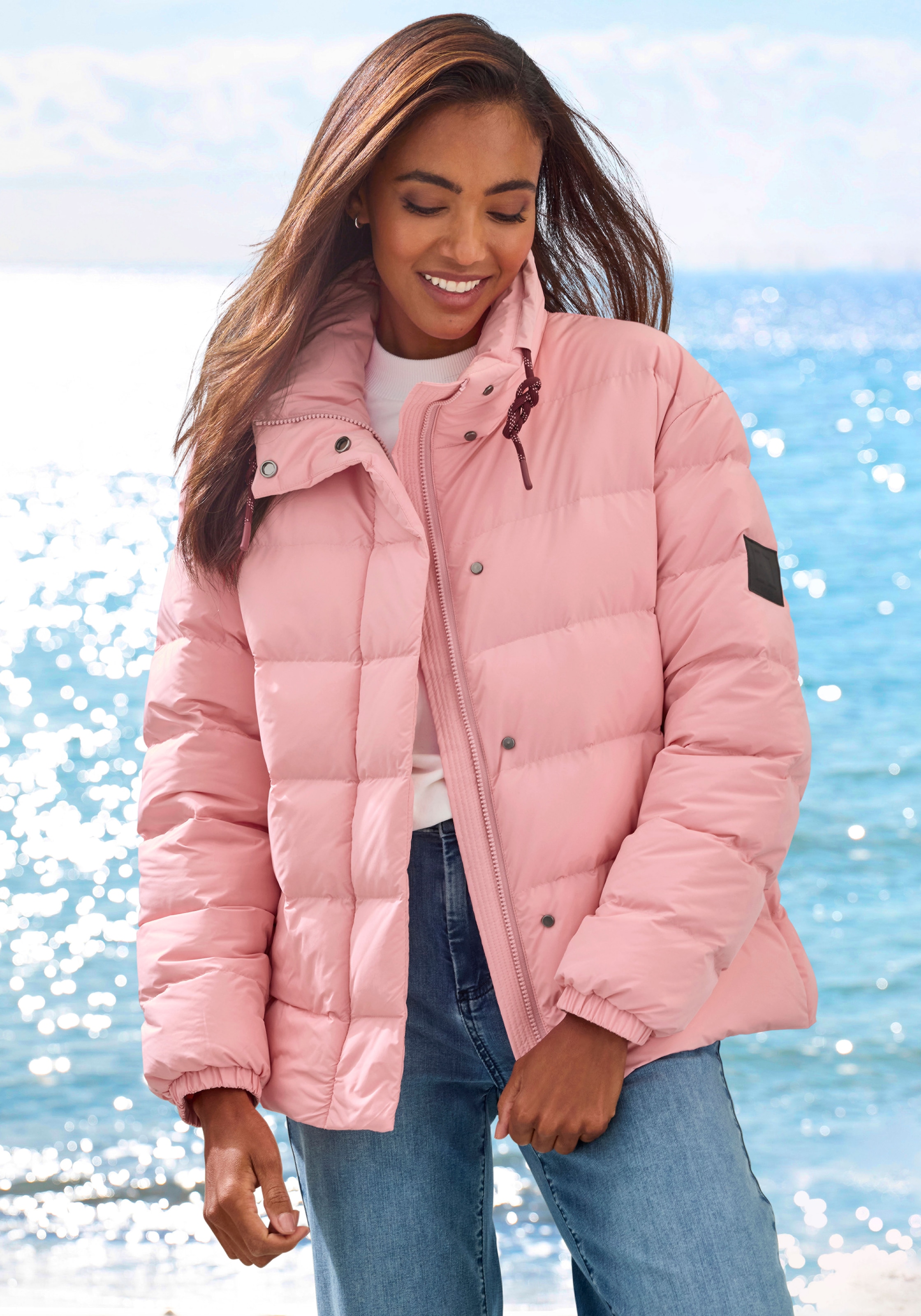 Image of Elbsand Steppjacke mit grossem seitlichen Logo-Print
