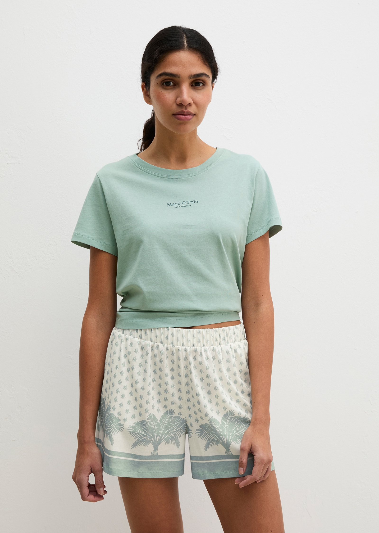 Image of Marc OPolo Pyjamaoberteil "Mix N Match Cotton" mit Rundhalsausschnitt, kurzen Ärmeln