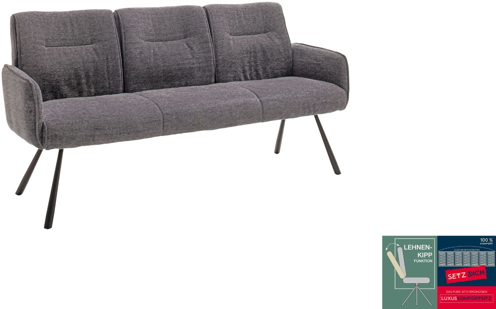 MCA furniture Banc »Delane« 1 cuis tlg. Taschenfederkern, Lehnenkippfunktion, Armlehnen, beweglicher Rücken