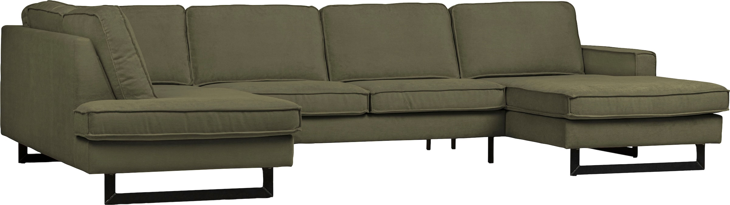 Places of Style Wohnlandschaft »Pinto, 350 cm, U-Form, XXL, mit Ottomanen«, Cord, Feincord, Luxus-Microfaser Leder und Chenille