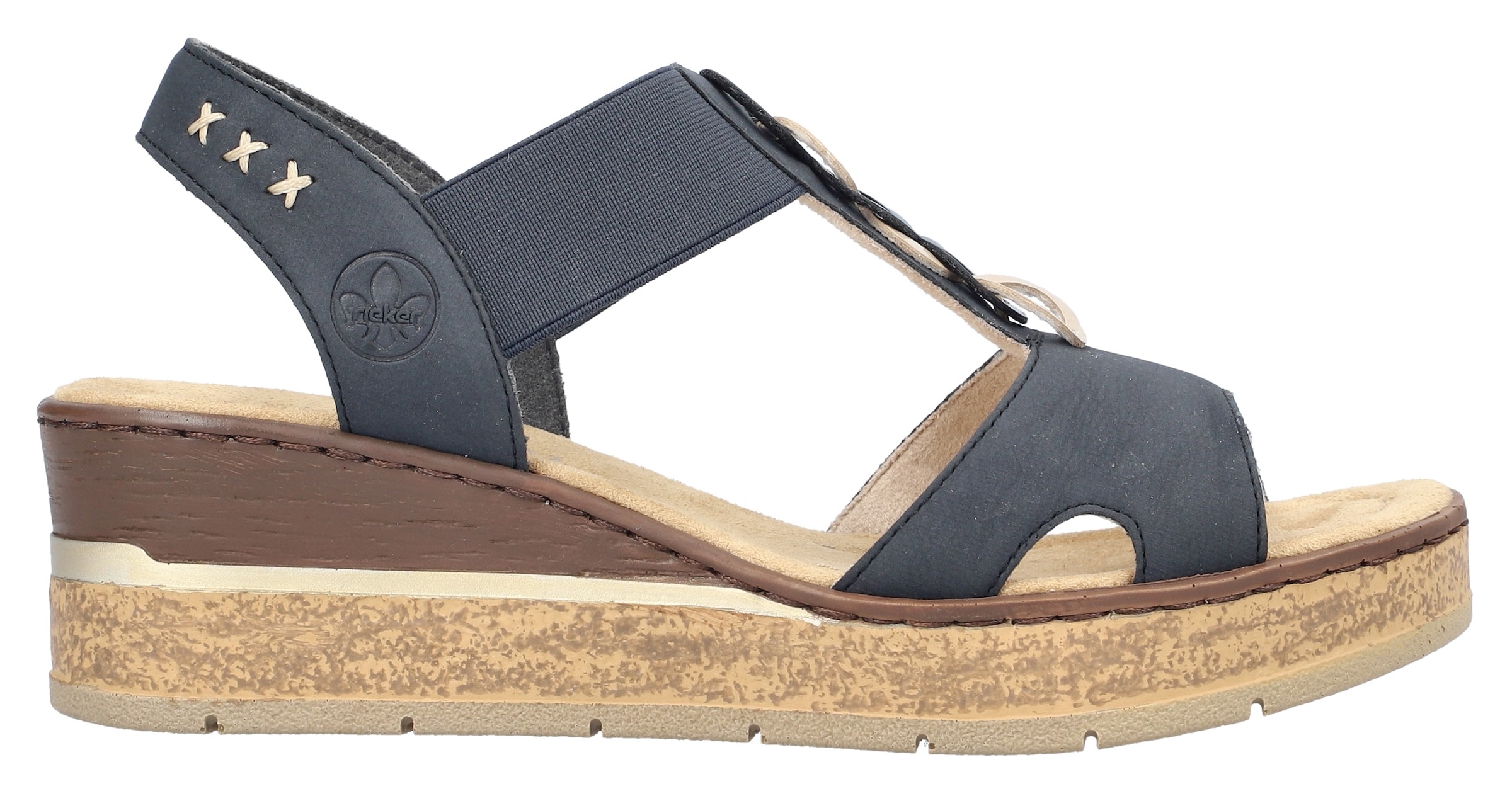 Rieker Sandales compensées  Sommerschuh, Sandale, Plateausandale mit Gummizug für guten Sitz