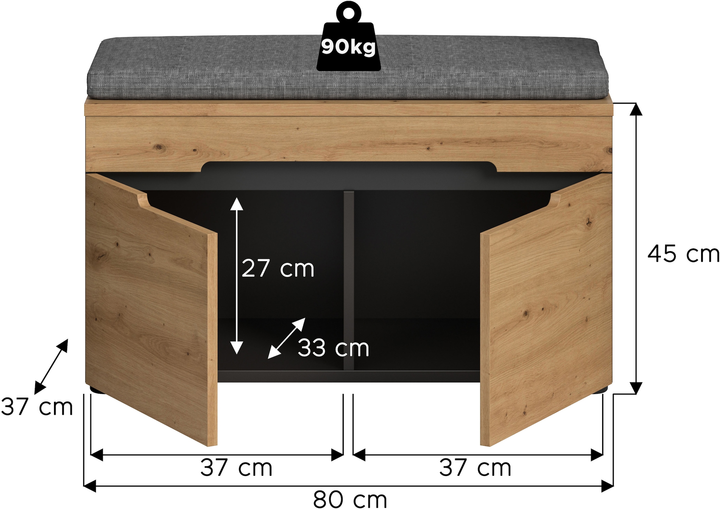 Home affaire Sitzbank »REHAT, TOPSELLER!, Breite 80cm, 2 Türen, 2 Fächer inkl. Sitzkissen« in verschiedenen Farben erhältlich, 2 Stk. tlg. Garderobenbank, Flurbank, Dielenbank, Bank mit Stauraum, Bank