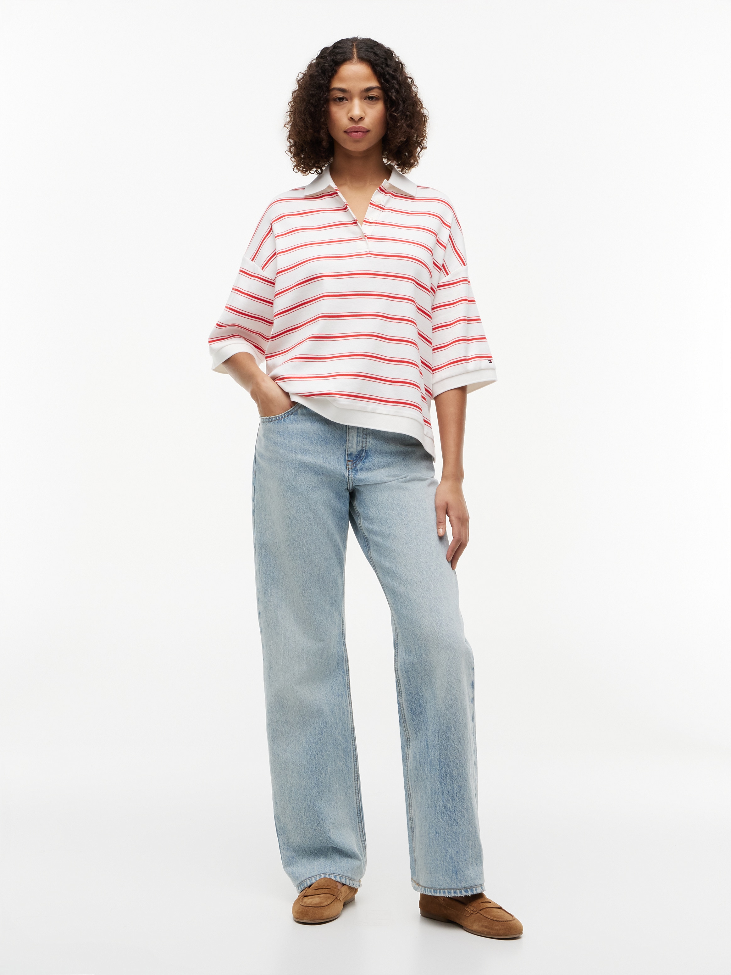 Tommy Hilfiger Polo »MULTISTP OVERSIZED SS POLO« Baumwolle, oversize