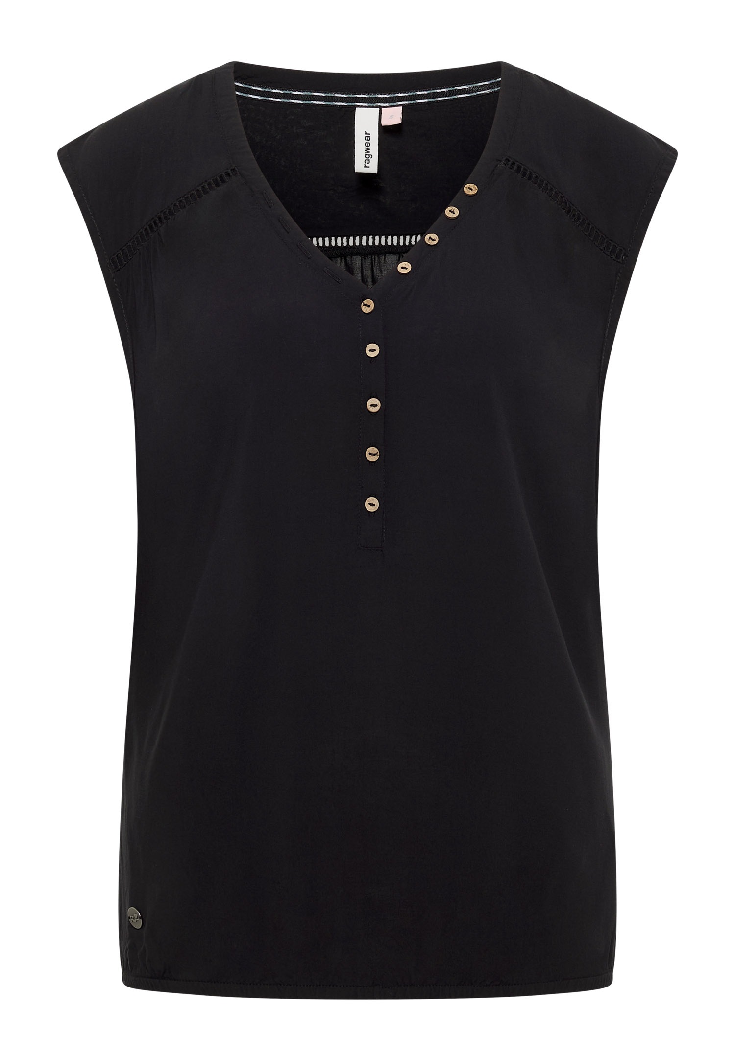 Ragwear T-shirt en V »SALTTY« Viscose avec élastique à l'ourlet et patte de boutonnage
