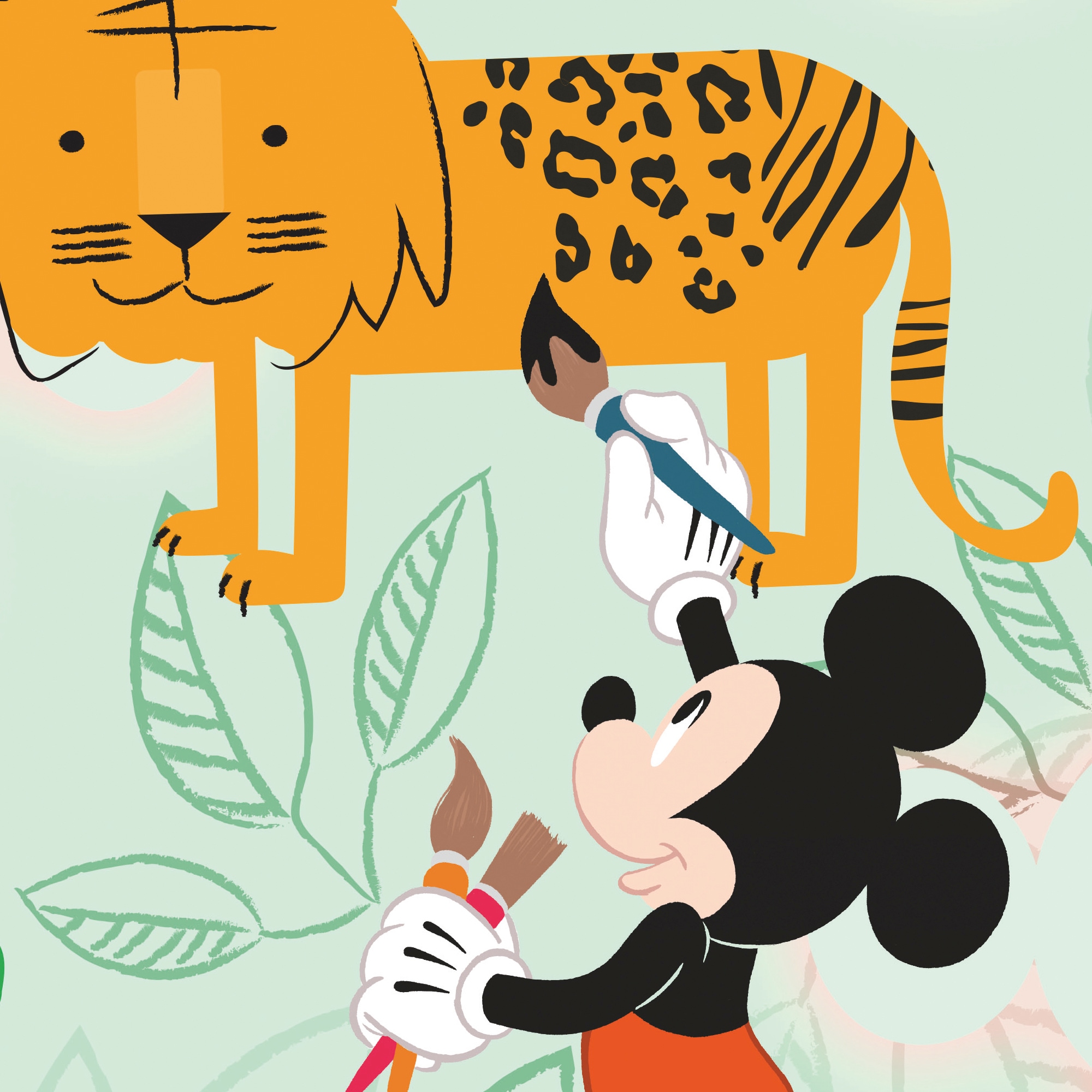 Komar Vliestapete »Mickey Doodle Zoo« bedruckt glatt Rolle mit 53 x 1005 cm