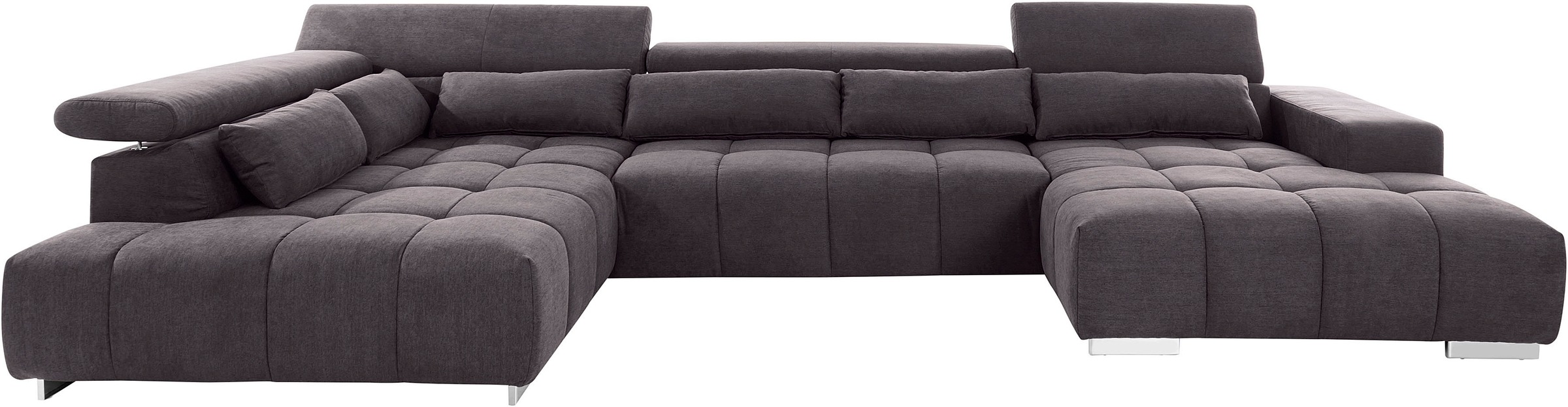 COTTA Wohnlandschaft »Orion U-Form, B: 409 cm« mit Kopfteilverstellung & 6 Nierenkissen