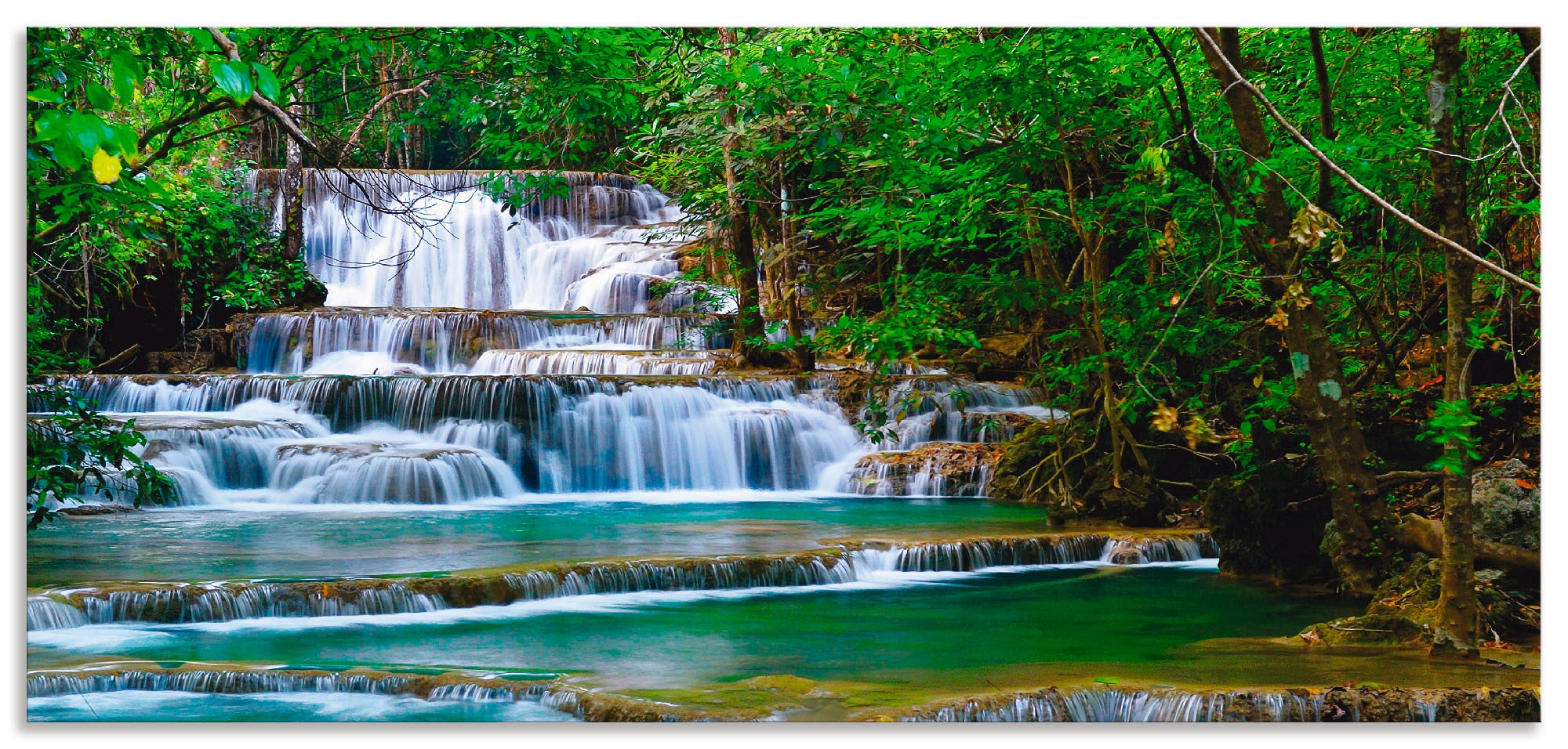 Image of Artland Küchenrückwand »Tiefen Wald Wasserfall«, (1 tlg.), selbstklebend in vielen Grössen - Spritzschutz Küche hinter Herd u. Spüle als Wandschutz vor Fett, Wasser u. Schmutz - Rückwand, Wandverkleidung aus Alu bei Ackermann Versand Schweiz