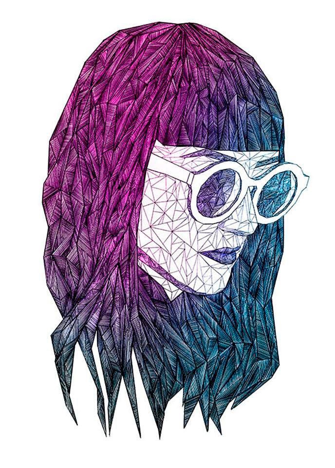 Image of Komar Bild "Grid Violet" Porträts 1 Stk. tlg. Wandbild zur Dekoration - ohne Rahmen