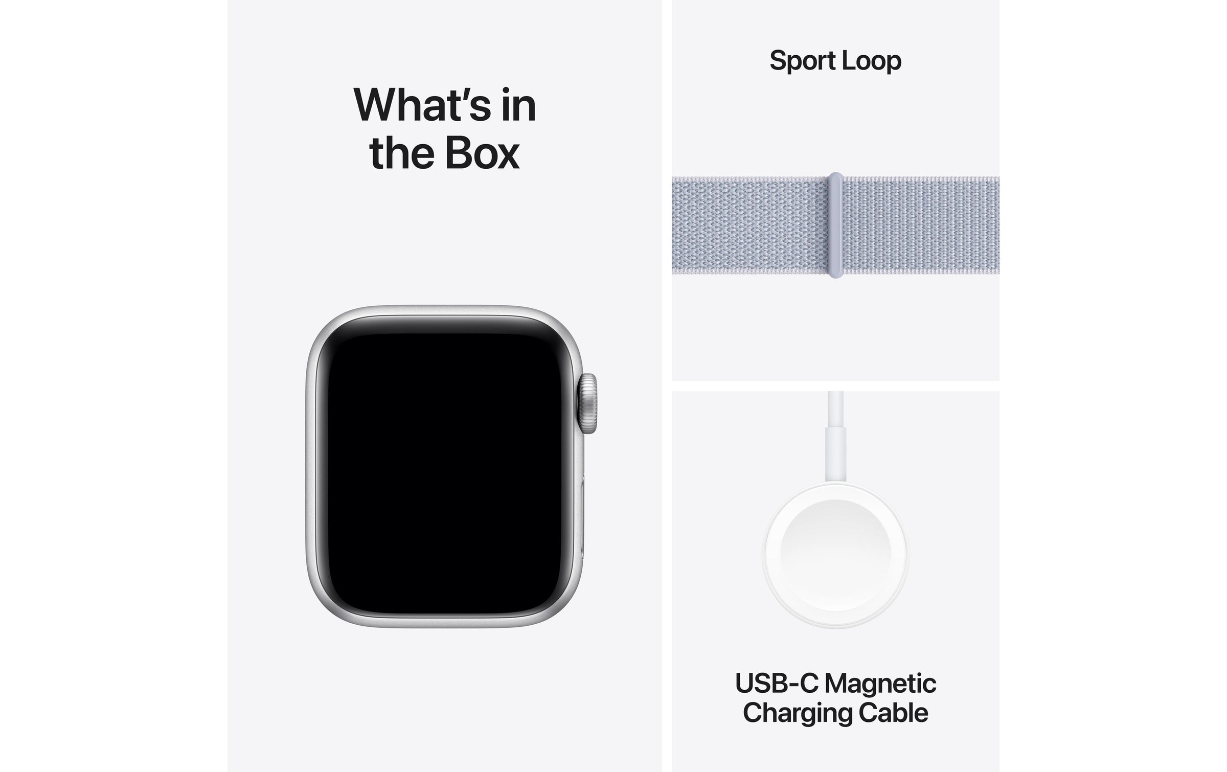 Apple Watch SE (2024), 40 mm, GPS, Sport Loop, Silberfarben