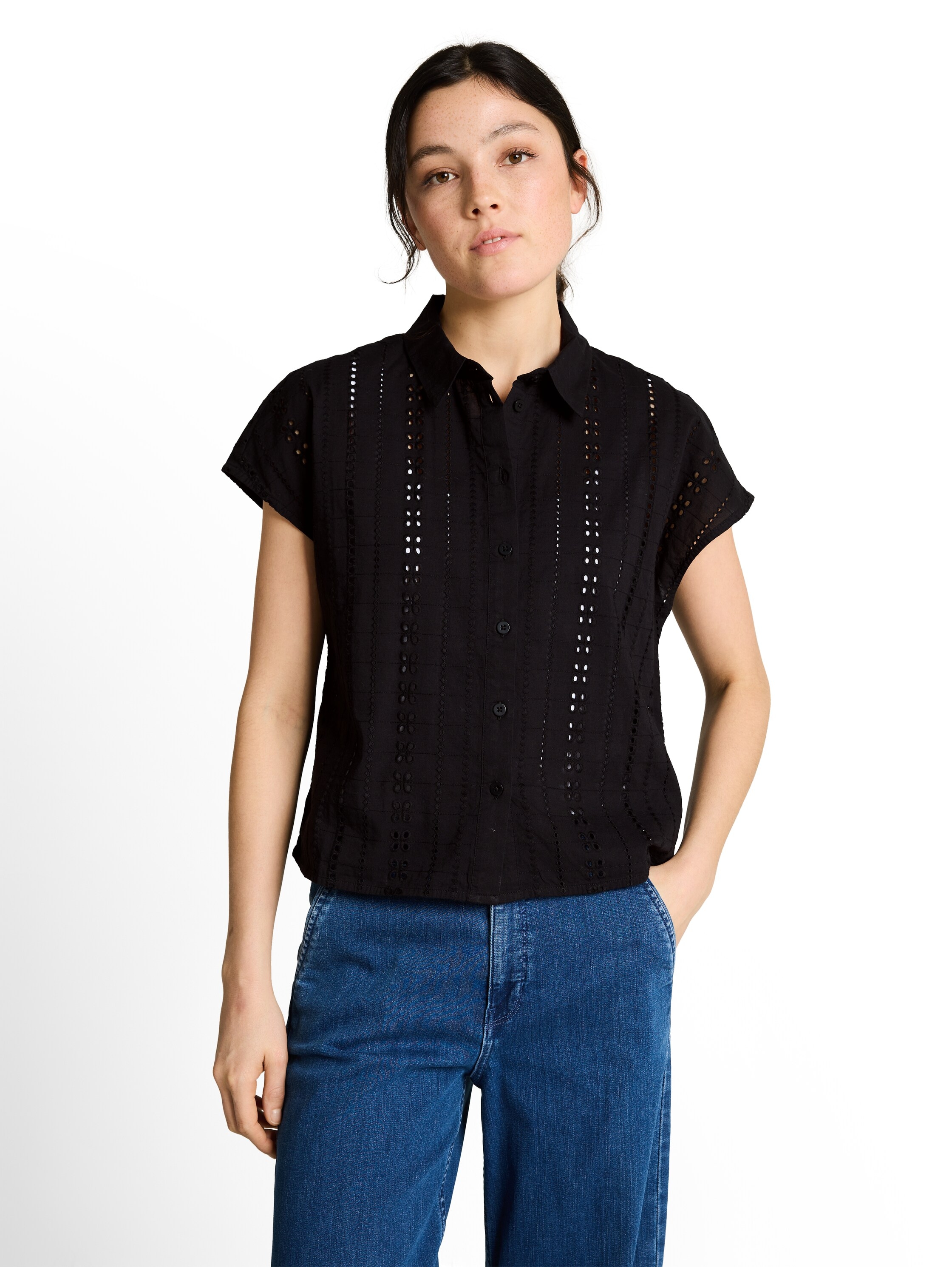 Image of TOM TAILOR Denim Hemdbluse Sommerbluse mit Häkel-Details