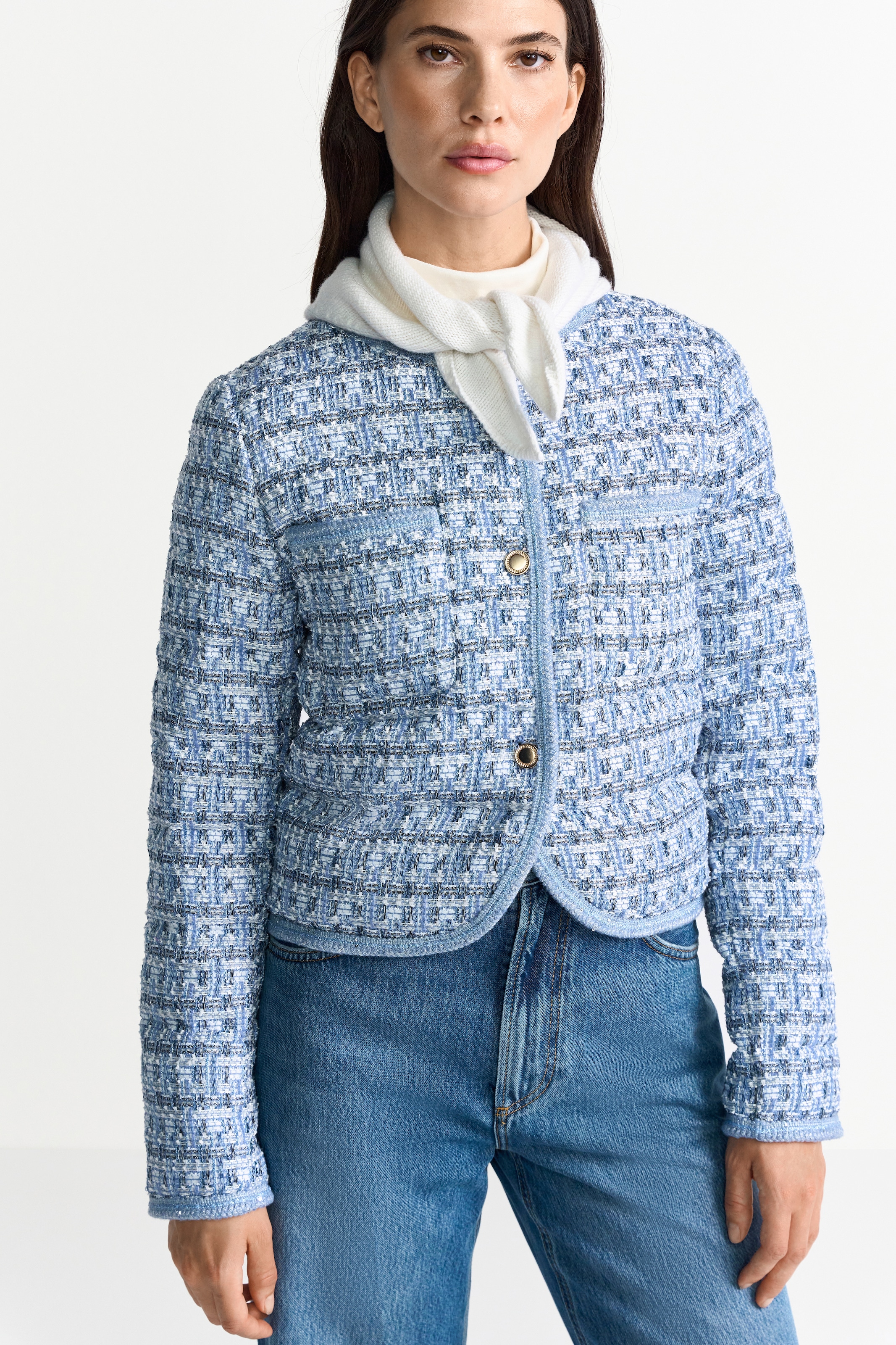Image of RICHROYAL Kurzjacke Boucle Optic, leicht wattiert, kastiger Schnitt, Glitzerfäden