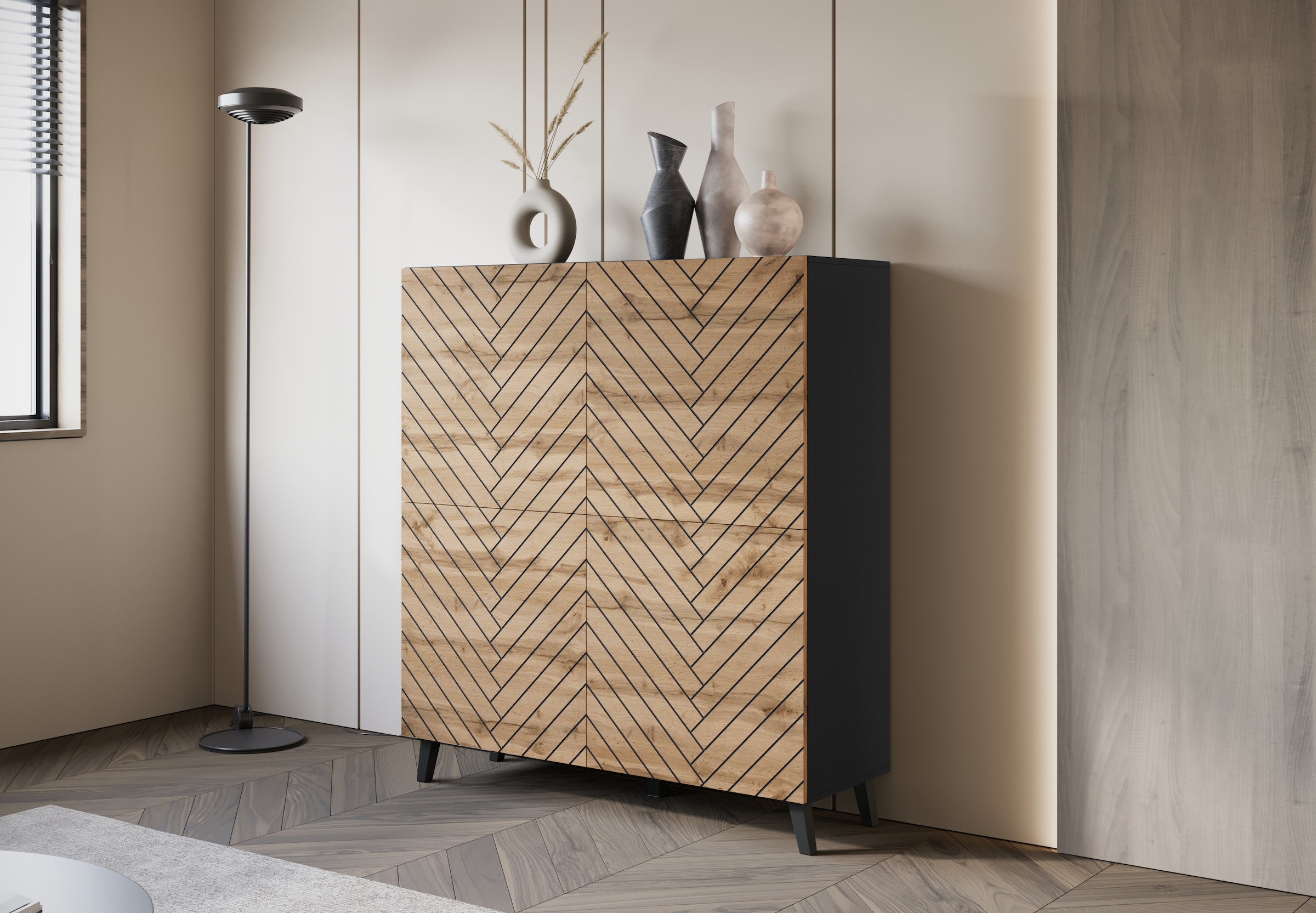 Home affaire Buffet haut »Phuket, Front MDF« commode moderne avec 4 portes et 8 compartiments, largeur 120 cm
