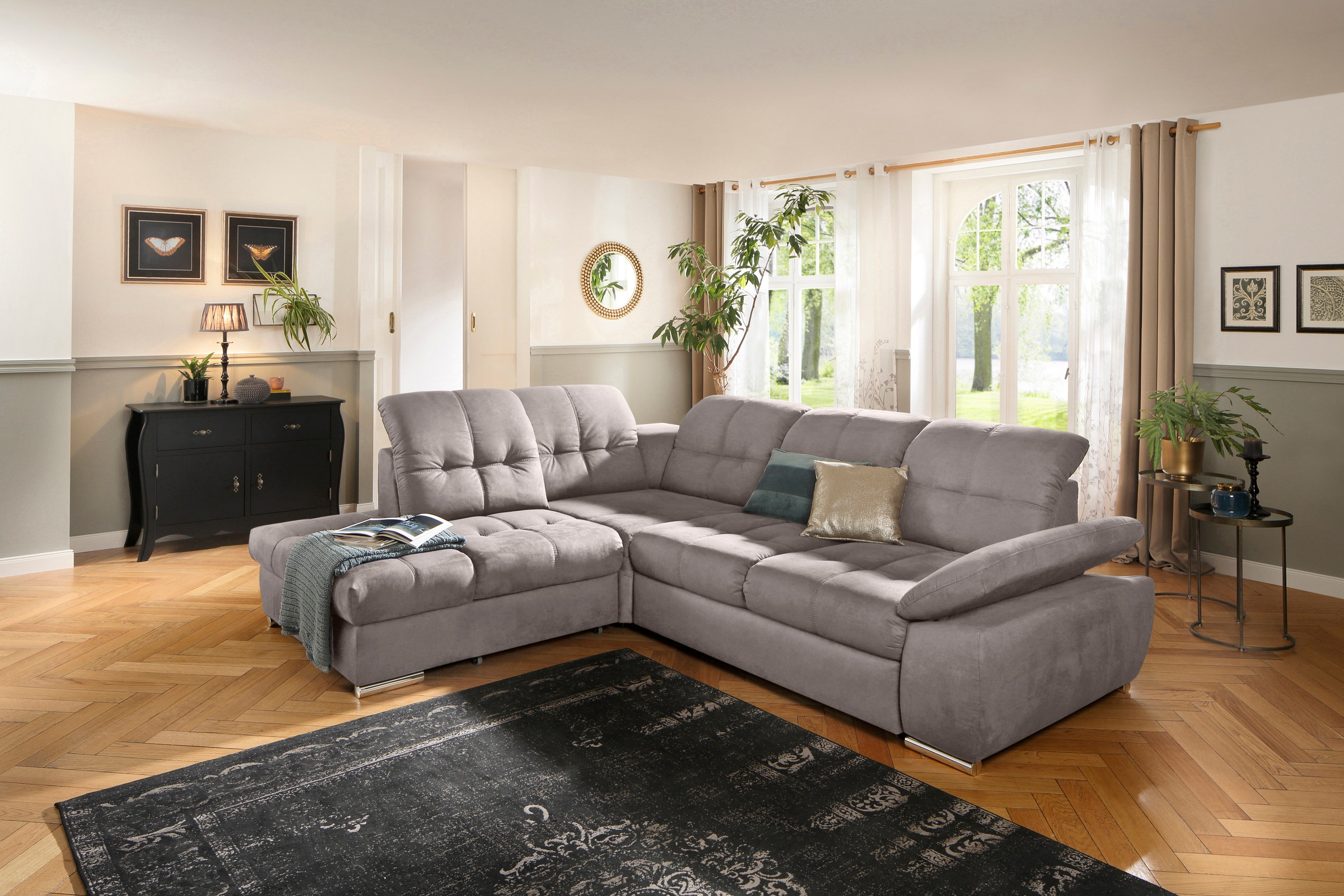 Image of DELAVITA Ecksofa »Lotus Luxus«, mit Ottomanenabschluss in vielen Varianten, incl. 3x Sitztiefenverstellung mit besonders hohem Sitzkomfort, belastbar bis ca. 140kg bei Ackermann Versand Schweiz