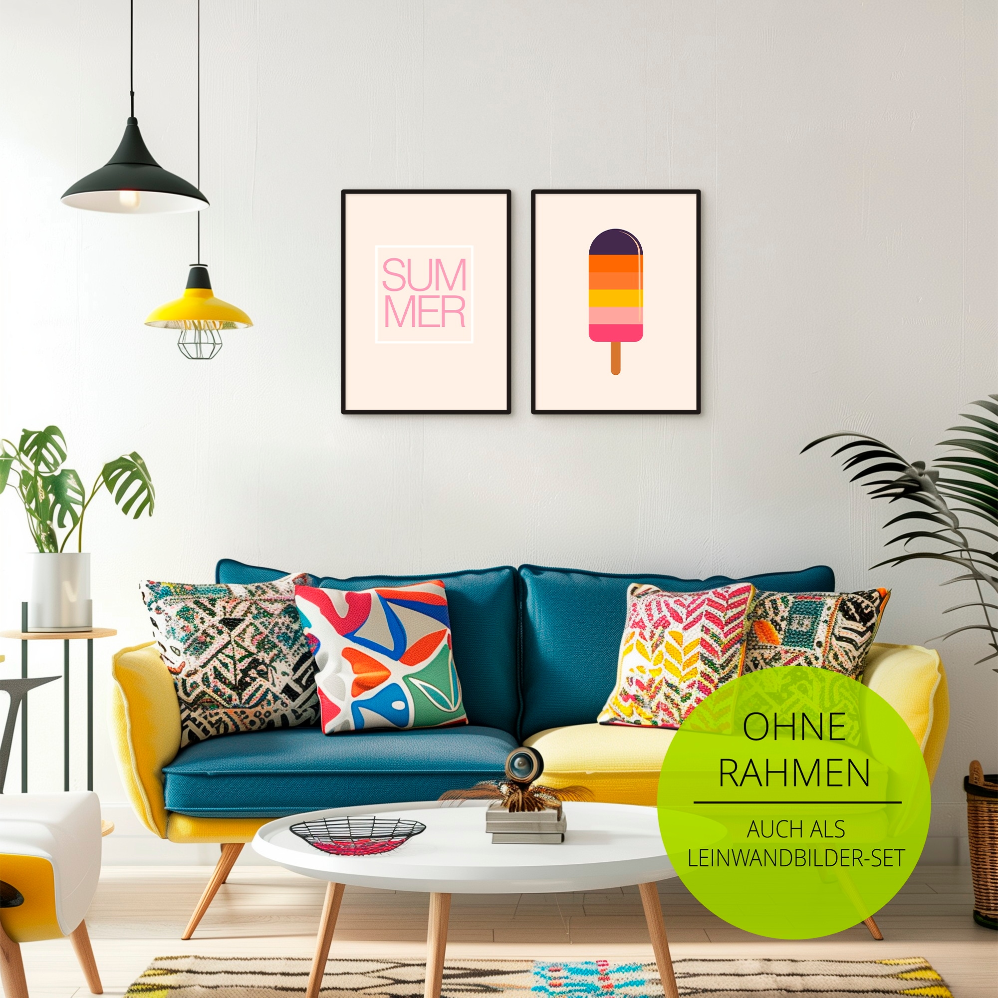 GOODproduct Wandbild »Summer & Ice« Symbole | Zeichen 2 Stk. tlg. als Poster oder Leinwandbilder Set