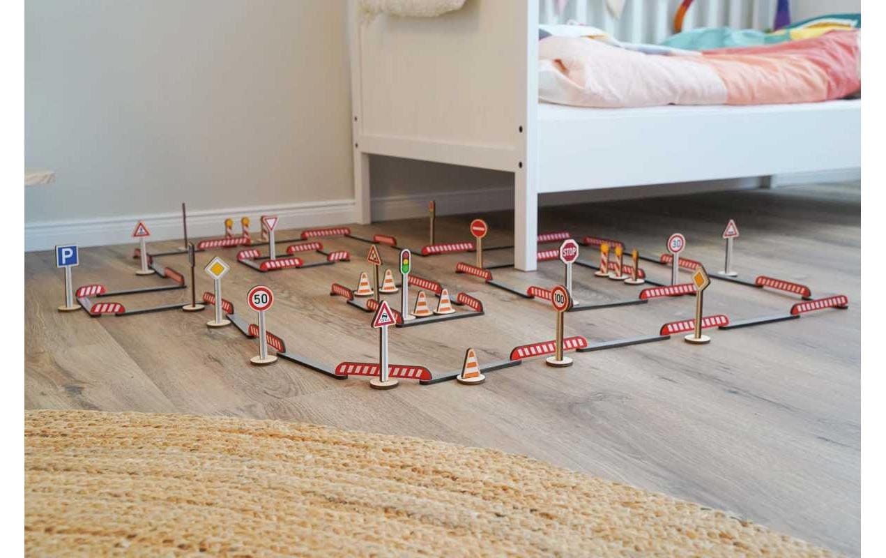 goki Spielfahrzeug-Erweiterung »Spielset Strassenbau FlexiRoads 80-teilig«