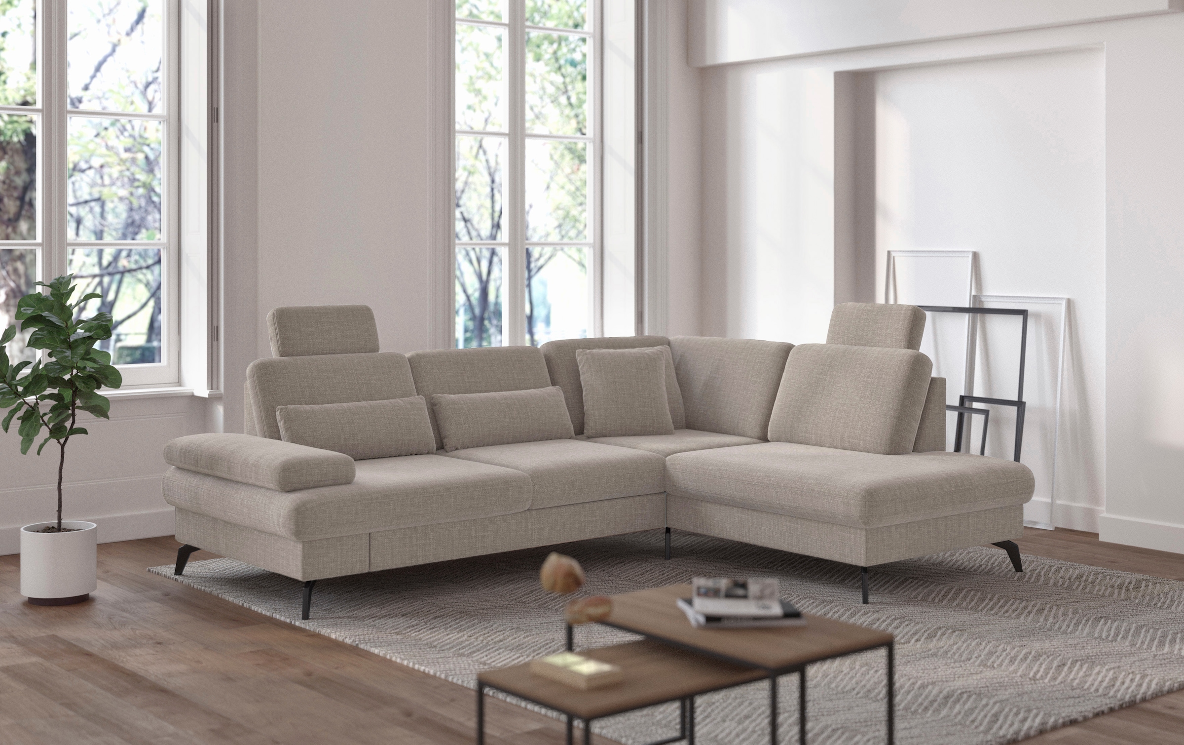 sit&more Ecksofa »Morris L-Form, inkl. Sitztiefenverstellung« wahlweise mit Armteilverstellung, Bettfunktion & Bettkasten