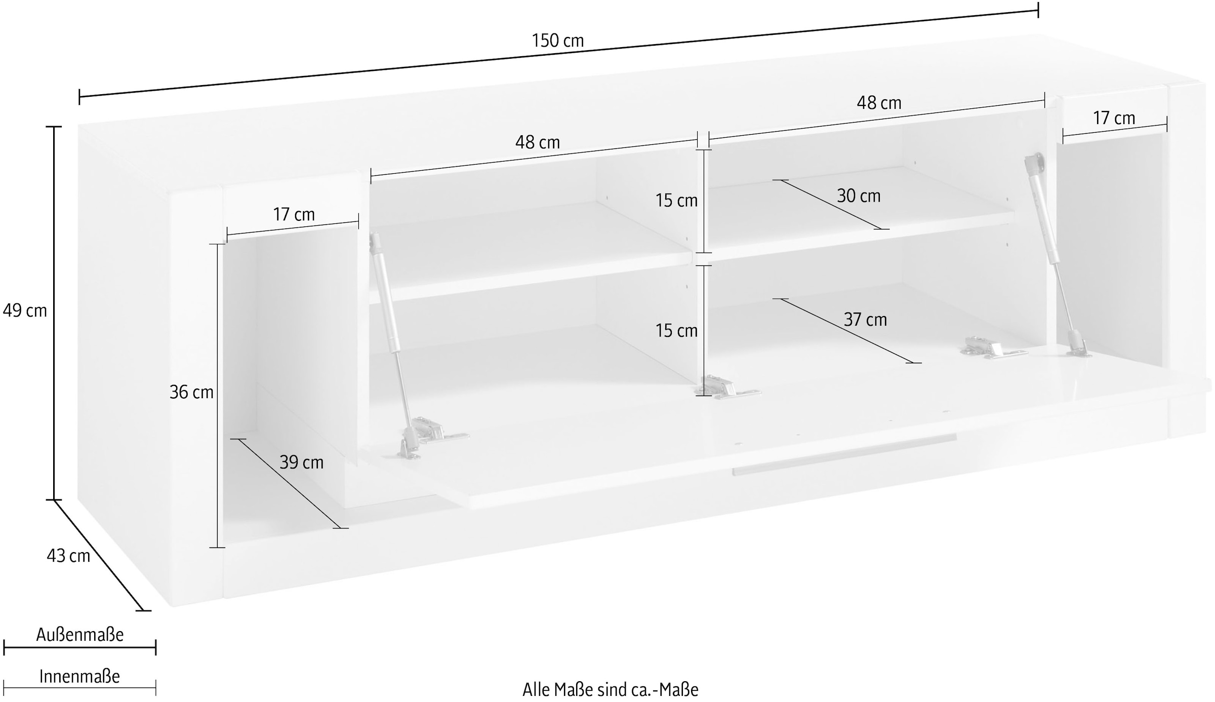 Places of Style Lowboard »MERAN«, Breite ca. 150 cm Trouver sur